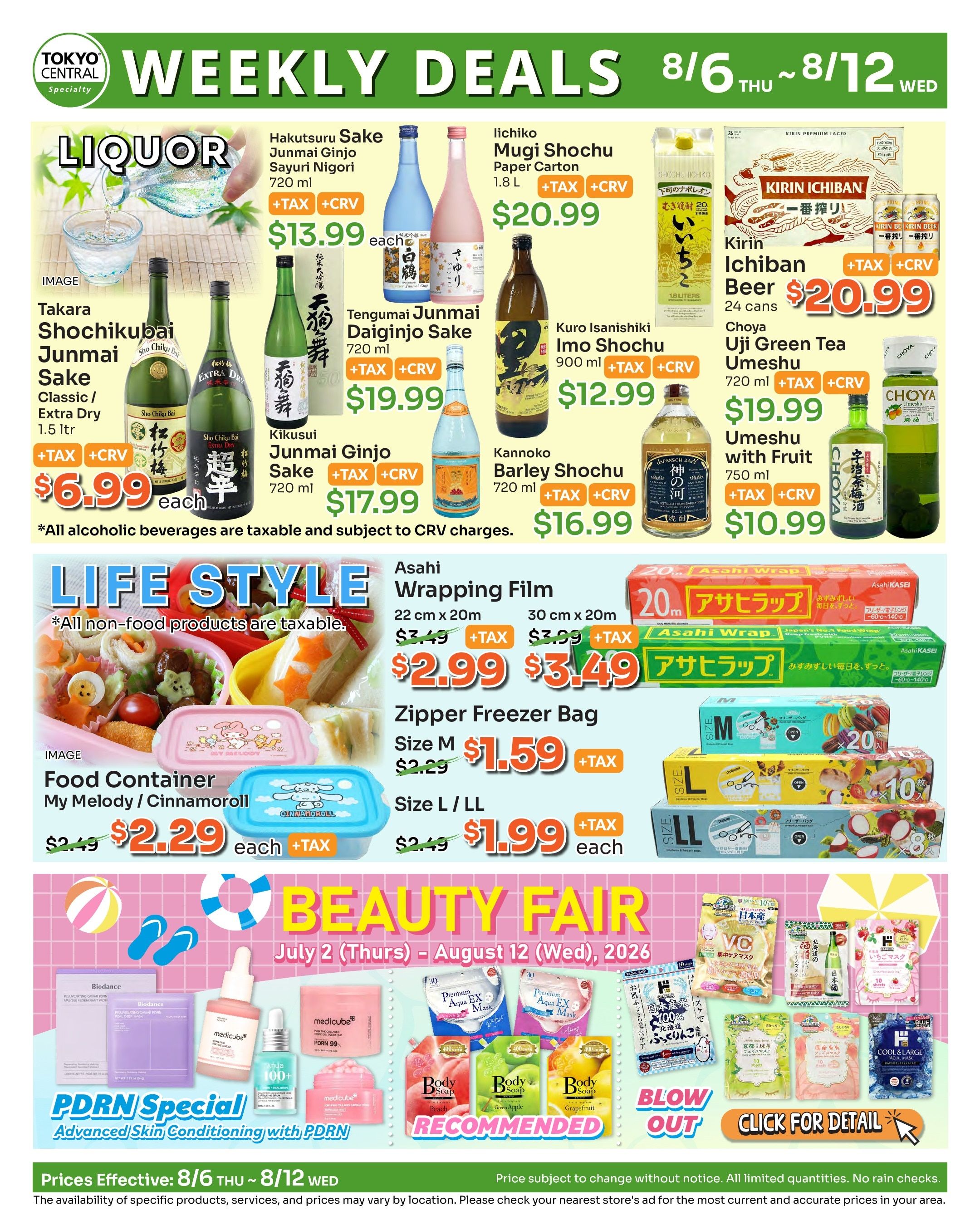 Tokyo Central and Marukai (California) Weekly Ad August 6 - 12, 2026