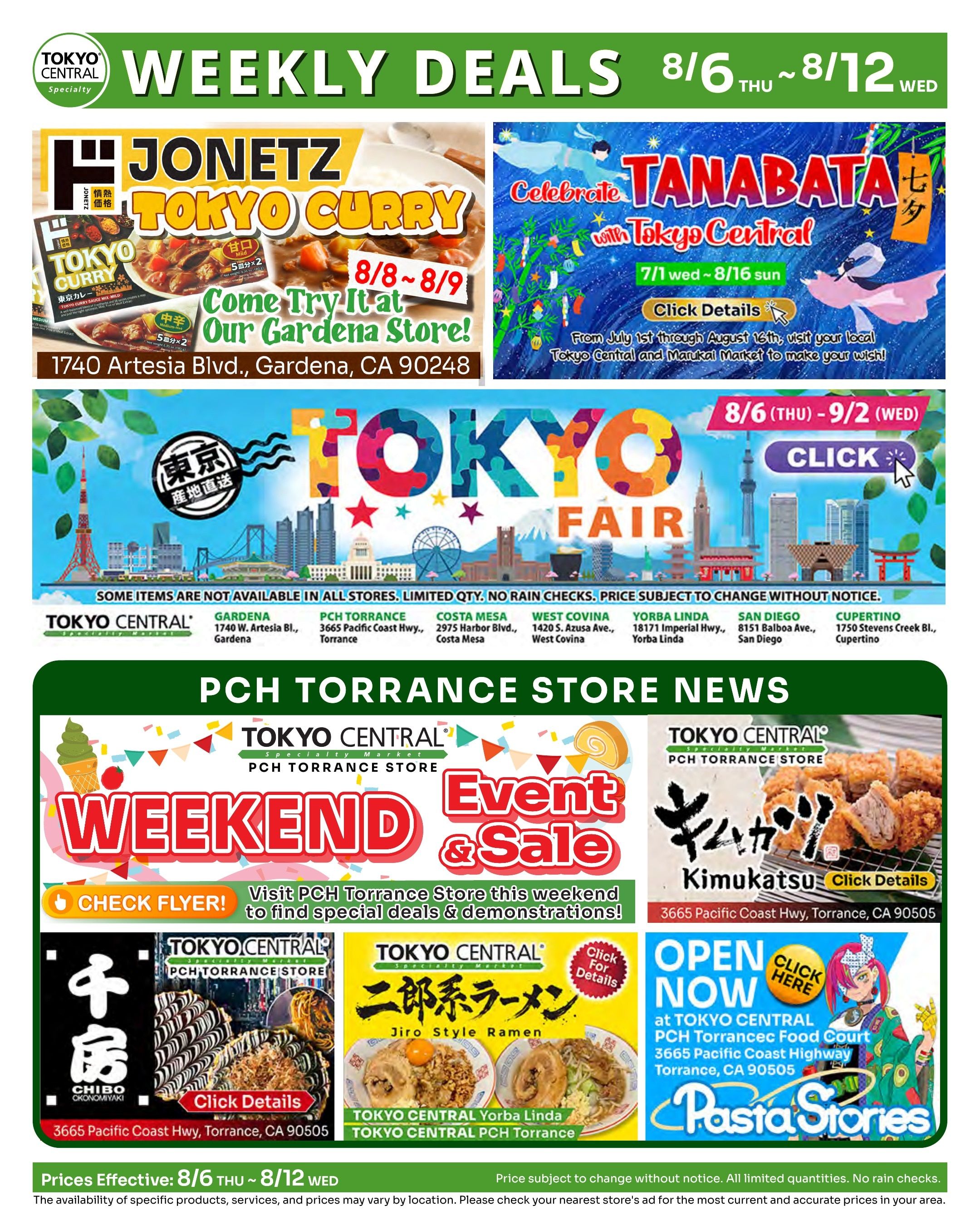 Tokyo Central and Marukai (California) Weekly Ad August 6 - 12, 2026