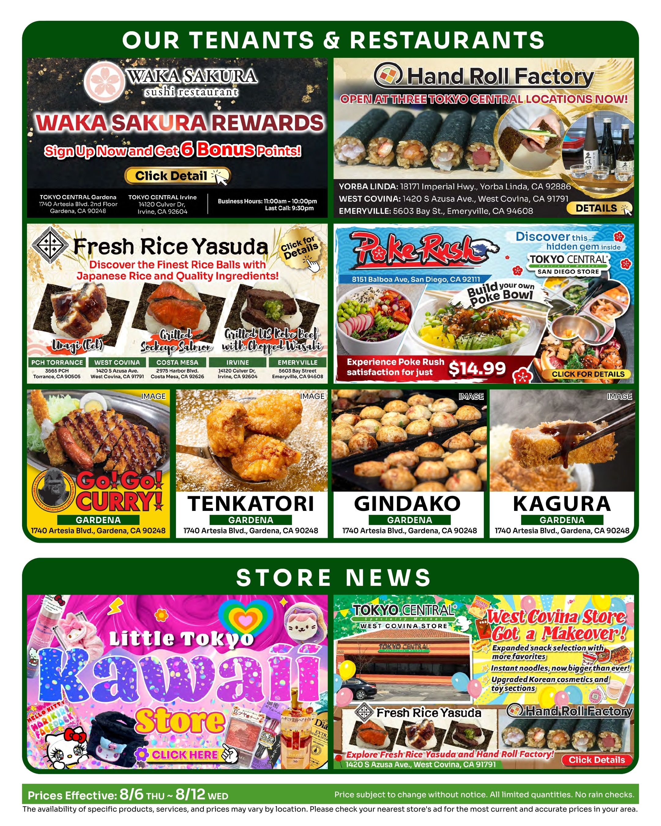 Tokyo Central and Marukai (California) Weekly Ad August 6 - 12, 2026
