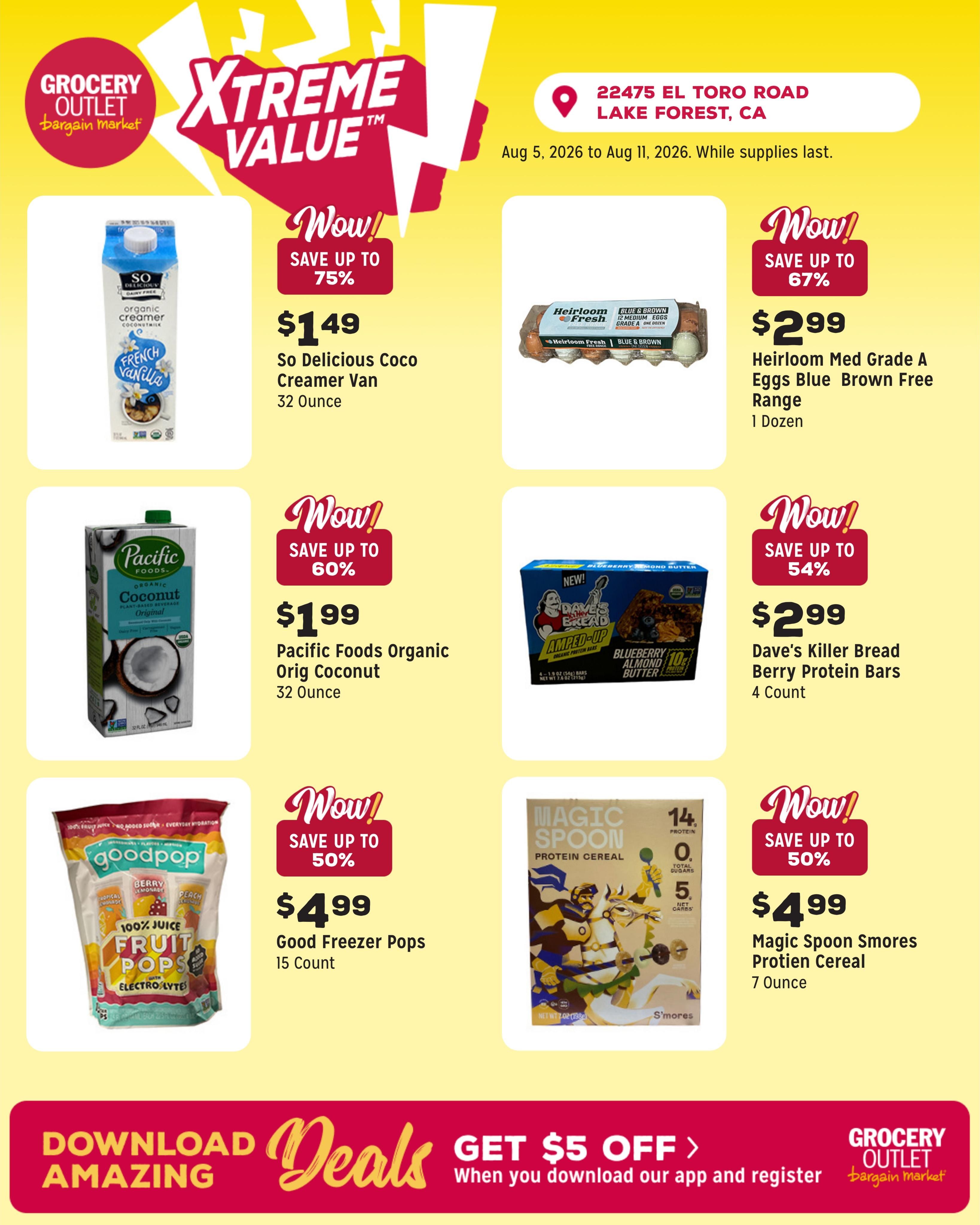 Grocery Outlet (Foothill Ranch–Lake Forest Area, CA) Weekly Ad August 5 - 11, 2026