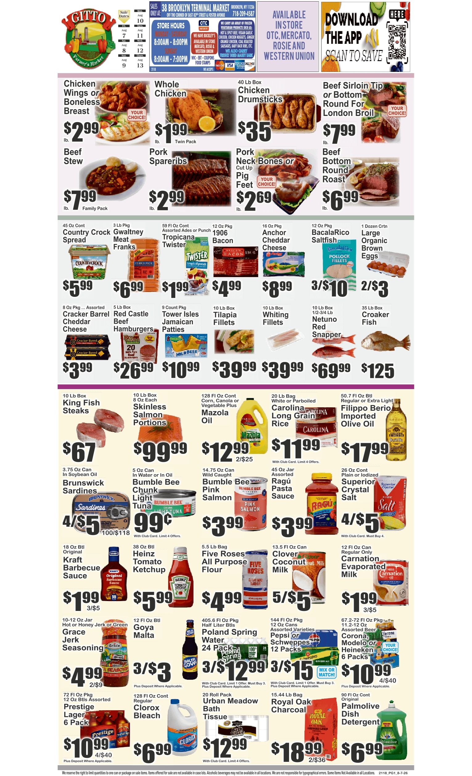 Gitto Farmers Market (38 Brooklyn Terminal Market, Brooklyn, NY) Weekly Ad August 7 - 13, 2026