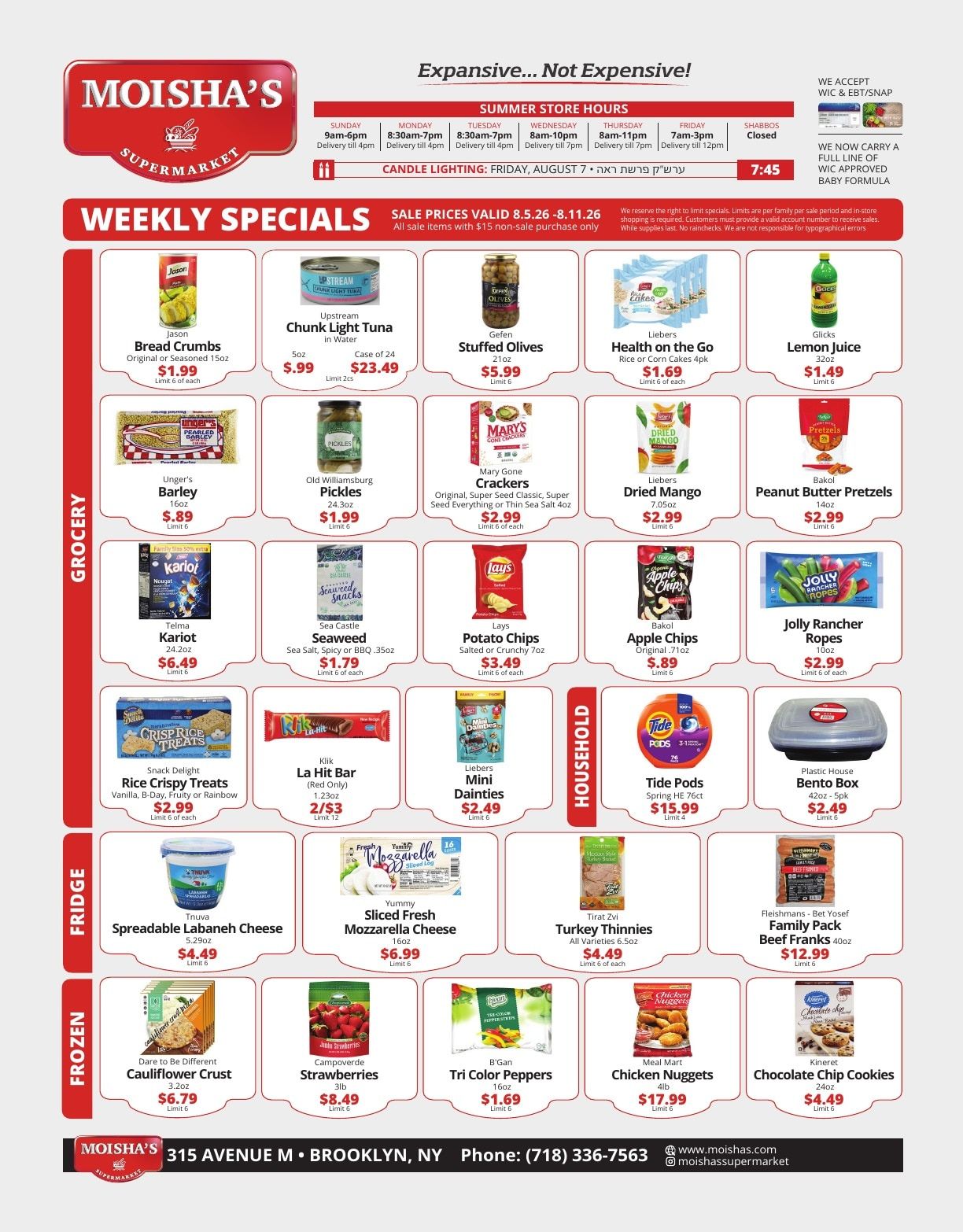 Moisha's Supermarket Weekly Ad August 5 - 11, 2026
