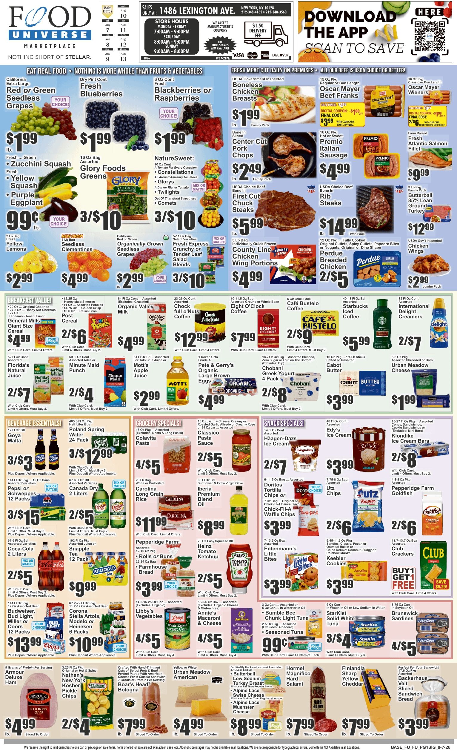 Food Universe (1486 Lexington Ave., New York, NY) Weekly Ad August 7 - 13, 2026