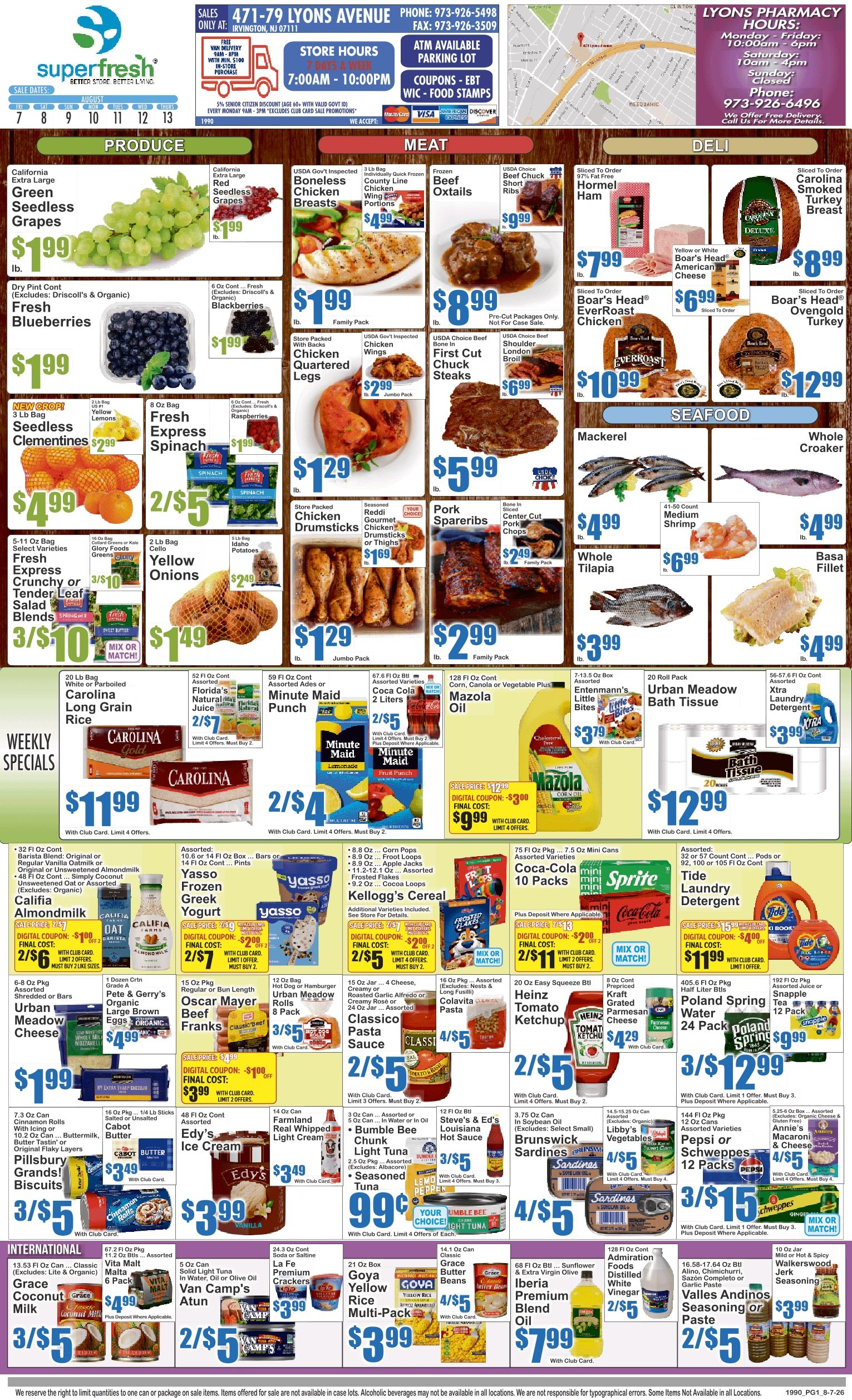 SuperFresh Supermarkets (Irvington, NJ) Weekly Ad August 7 - 13, 2026