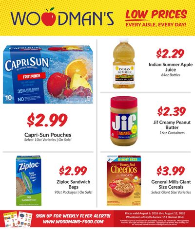 Woodman's Food Market (Aurora–Batavia Area, IL) M1000 Weekly Weekly Ad August 6 - 12, 2026
