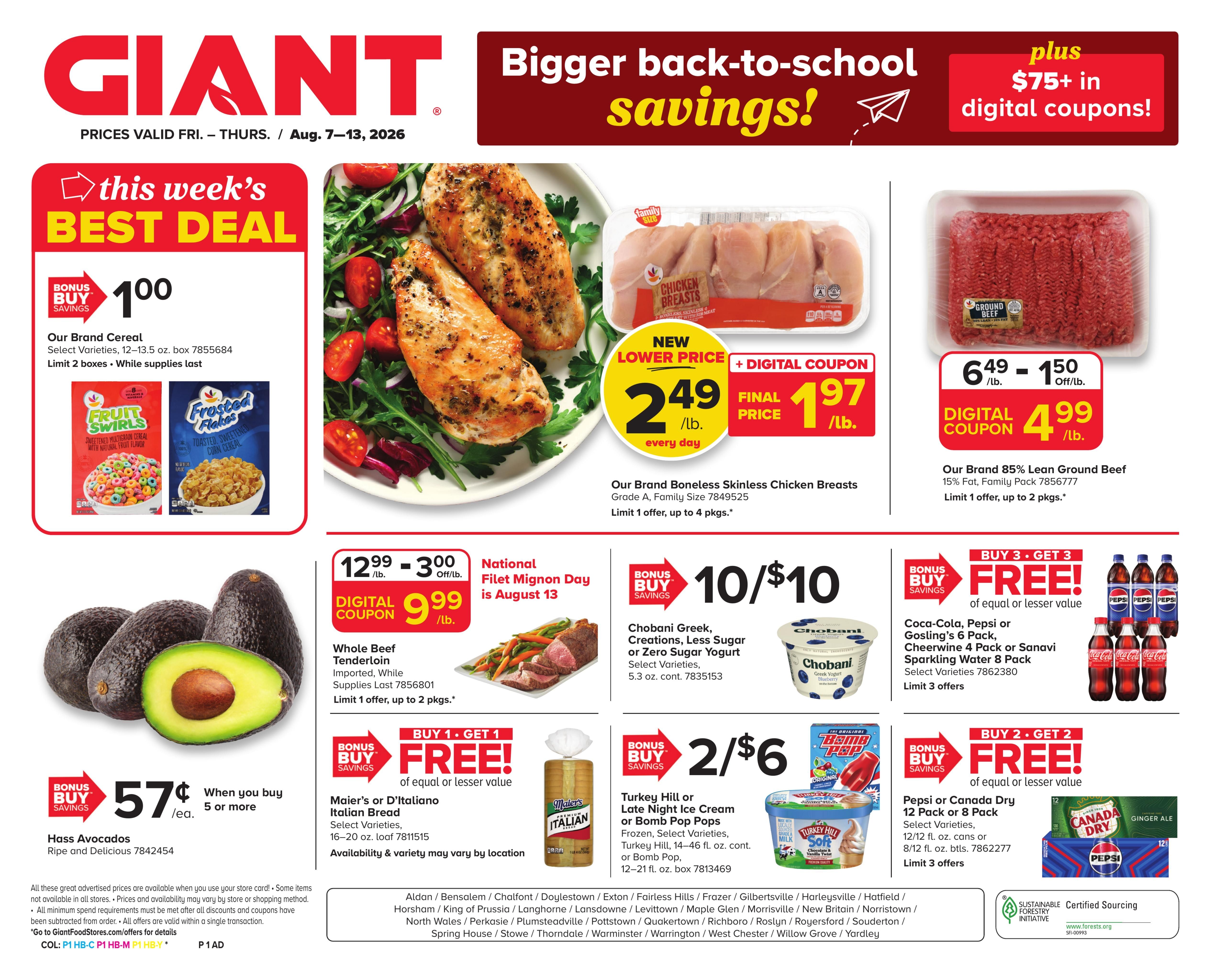 Giant Food Stores (Valley Forge–Fairless Hills Area, NJ–PA) Weekly Ad August 7 - 13, 2026