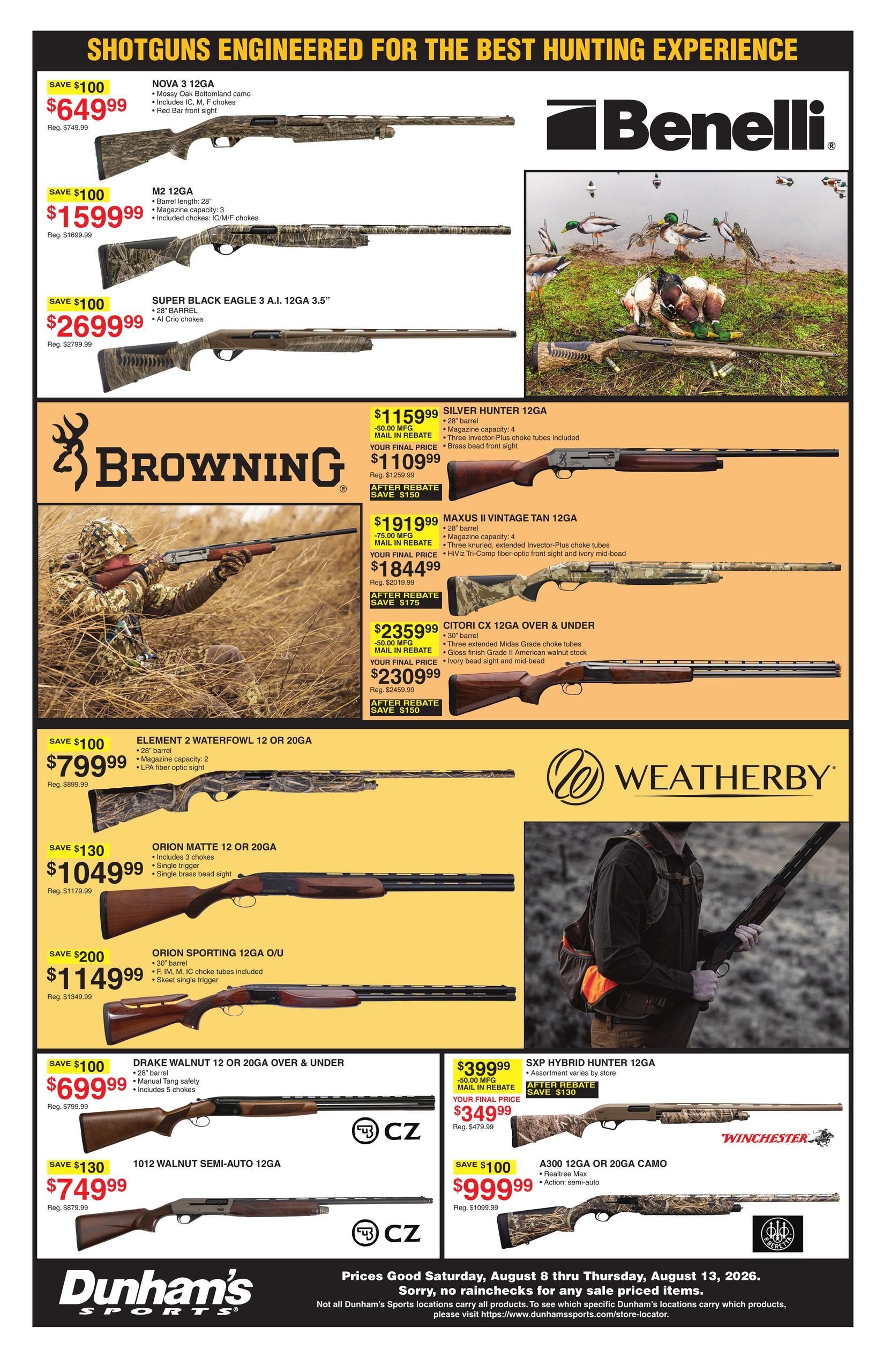 Dunham's Sports (Combs Area, AR) Weekly Ad August 8 - 13, 2026