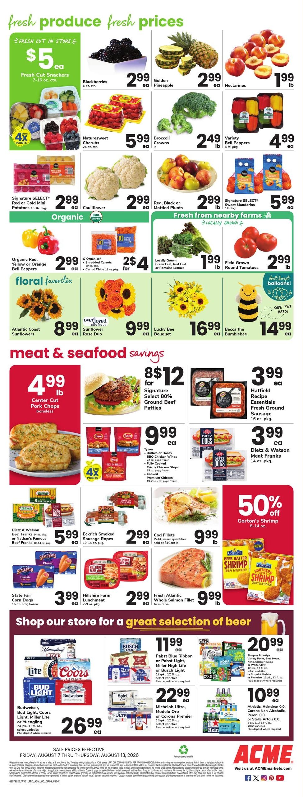 Acme Markets (Poughkeepsie–Millbrook Area, NY) Weekly Ad August 7 - 13, 2026
