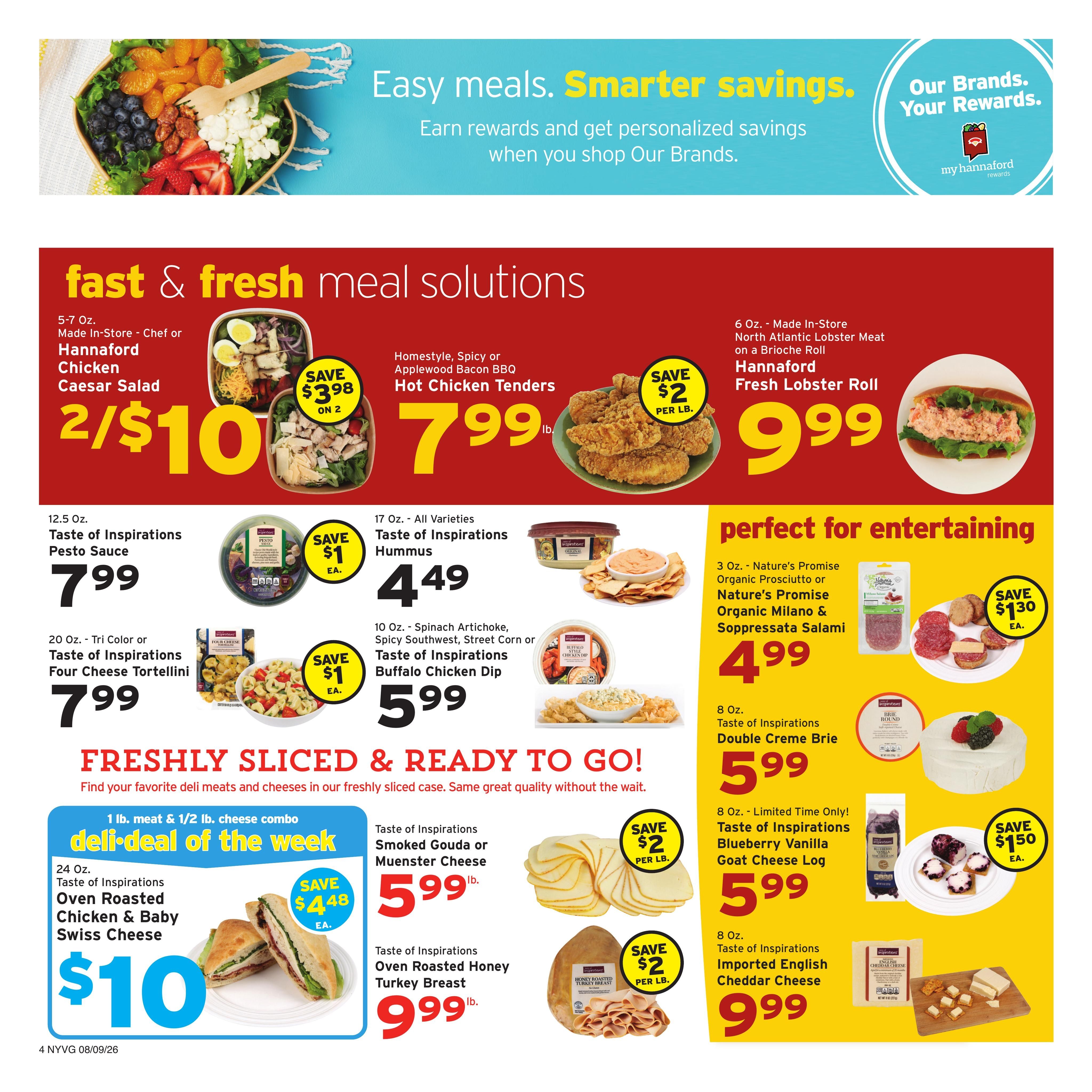 Hannaford (Poughkeepsie Area, NY) Week 33 Weekly Ad August 9 - 15, 2026