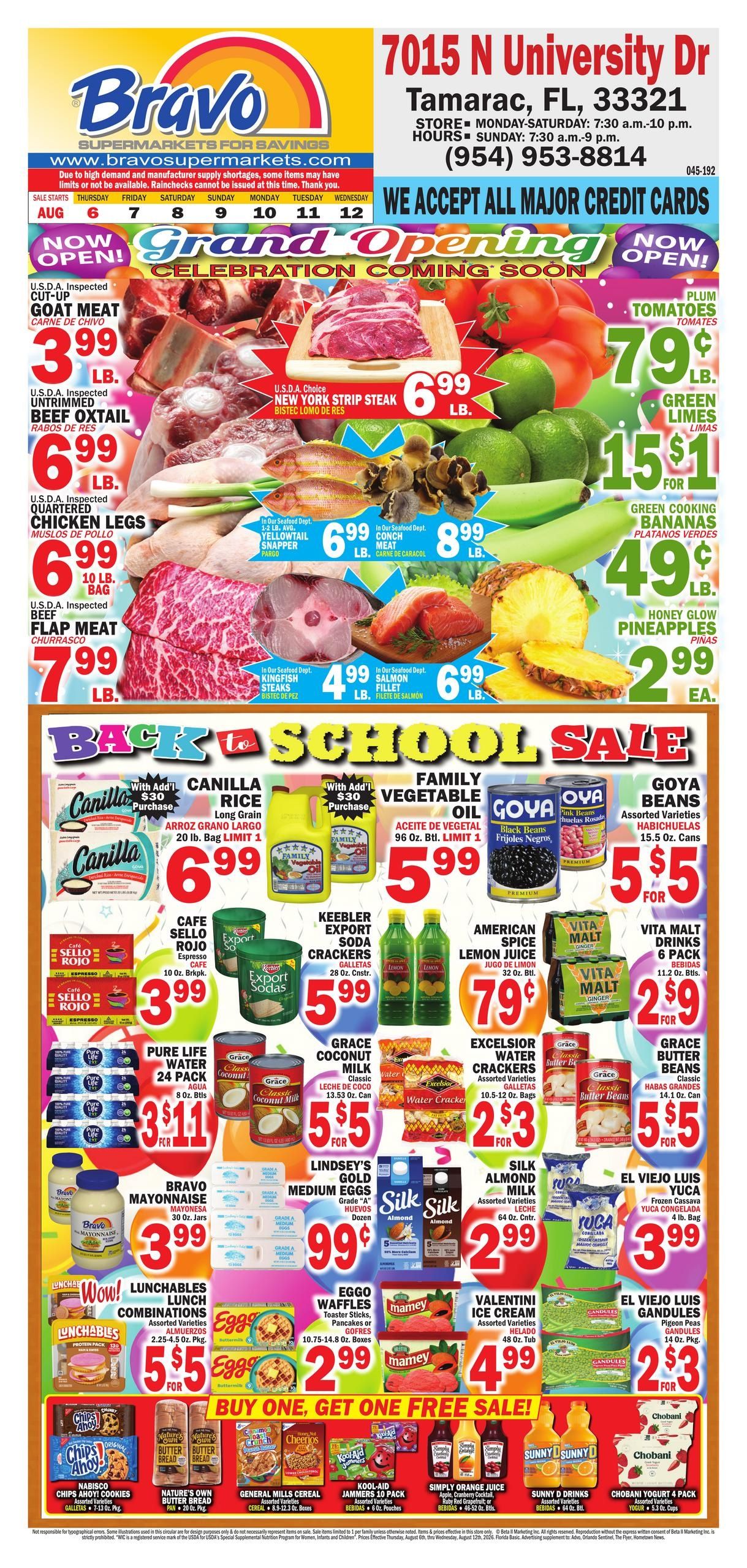Bravo Supermarket (Coral Springs Area, FL) Bravo Florida Weekly Weekly Ad August 6 - 12, 2026