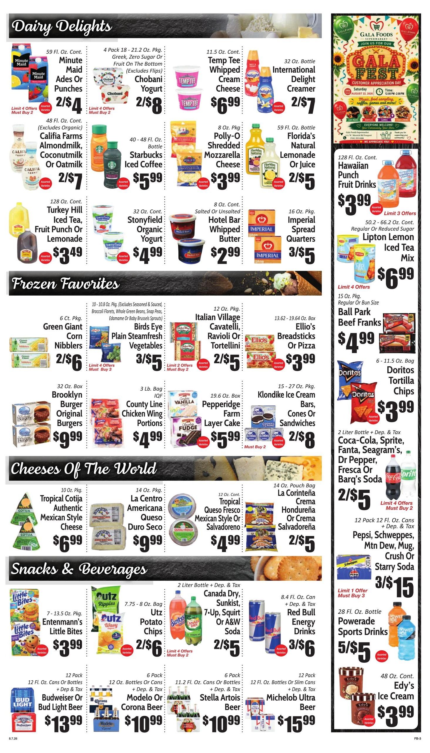 Gala Supermarkets (Carle Place Area, NY) Weekly Ad August 7 - 13, 2026