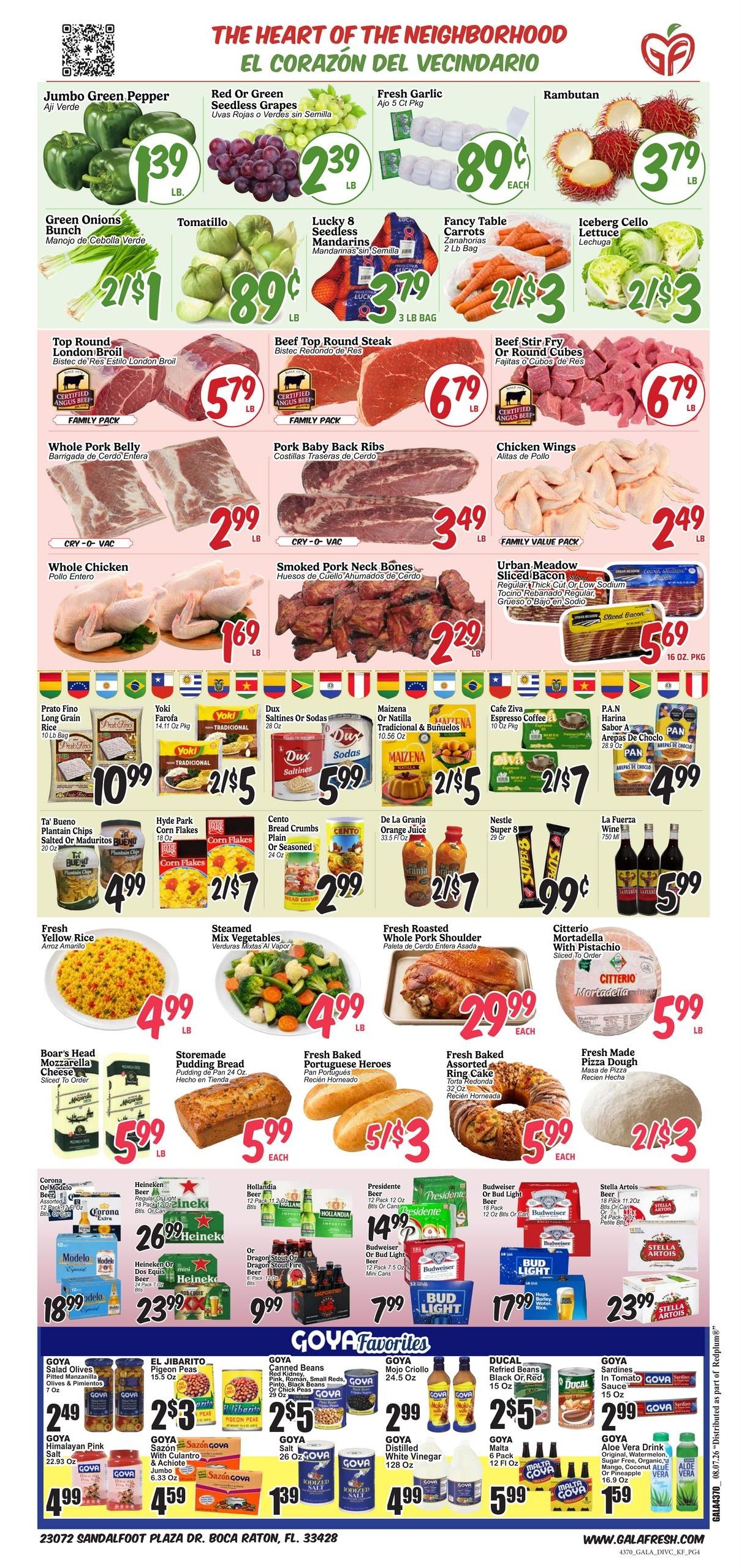 Gala Supermarkets (Coral Springs–Boca Raton Area, FL) Weekly Ad August 7 - 13, 2026