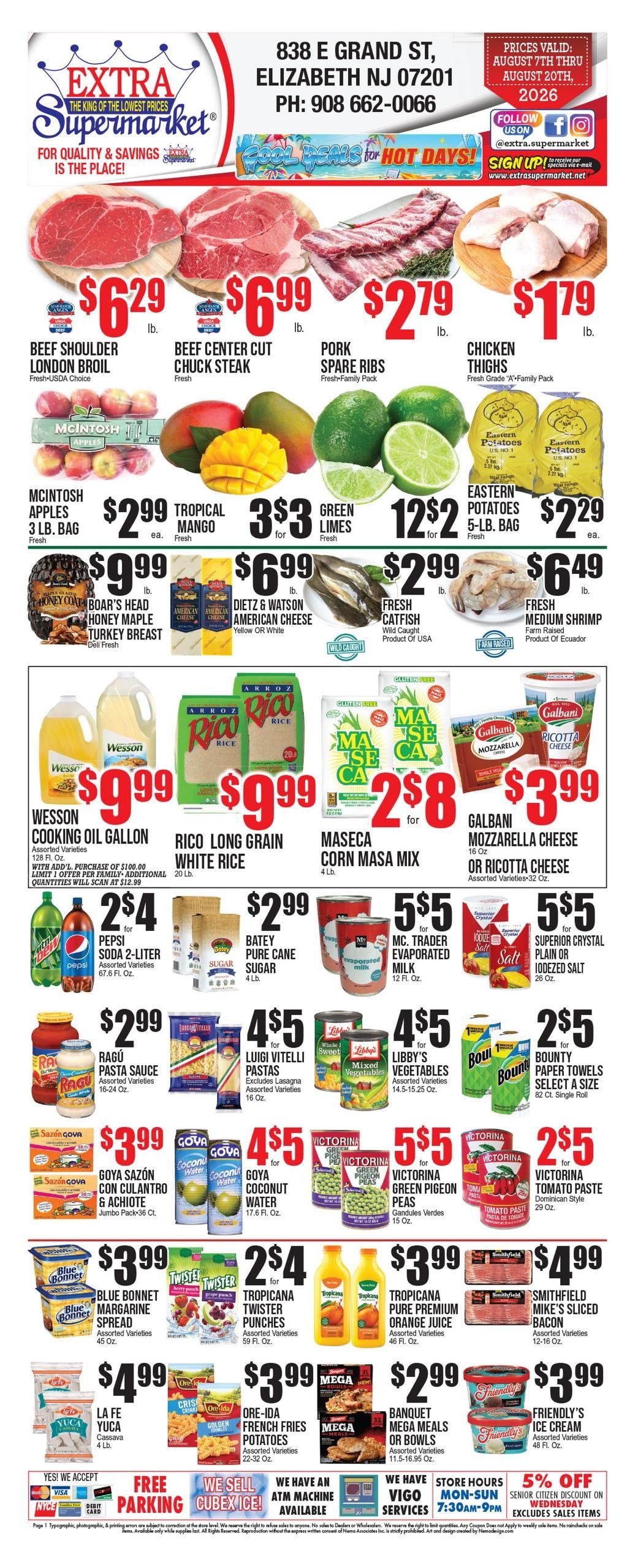 Extra Supermarket (Woodbridge–Roselle Area, NJ–NY) Weekly Ad August 7 - 20, 2026
