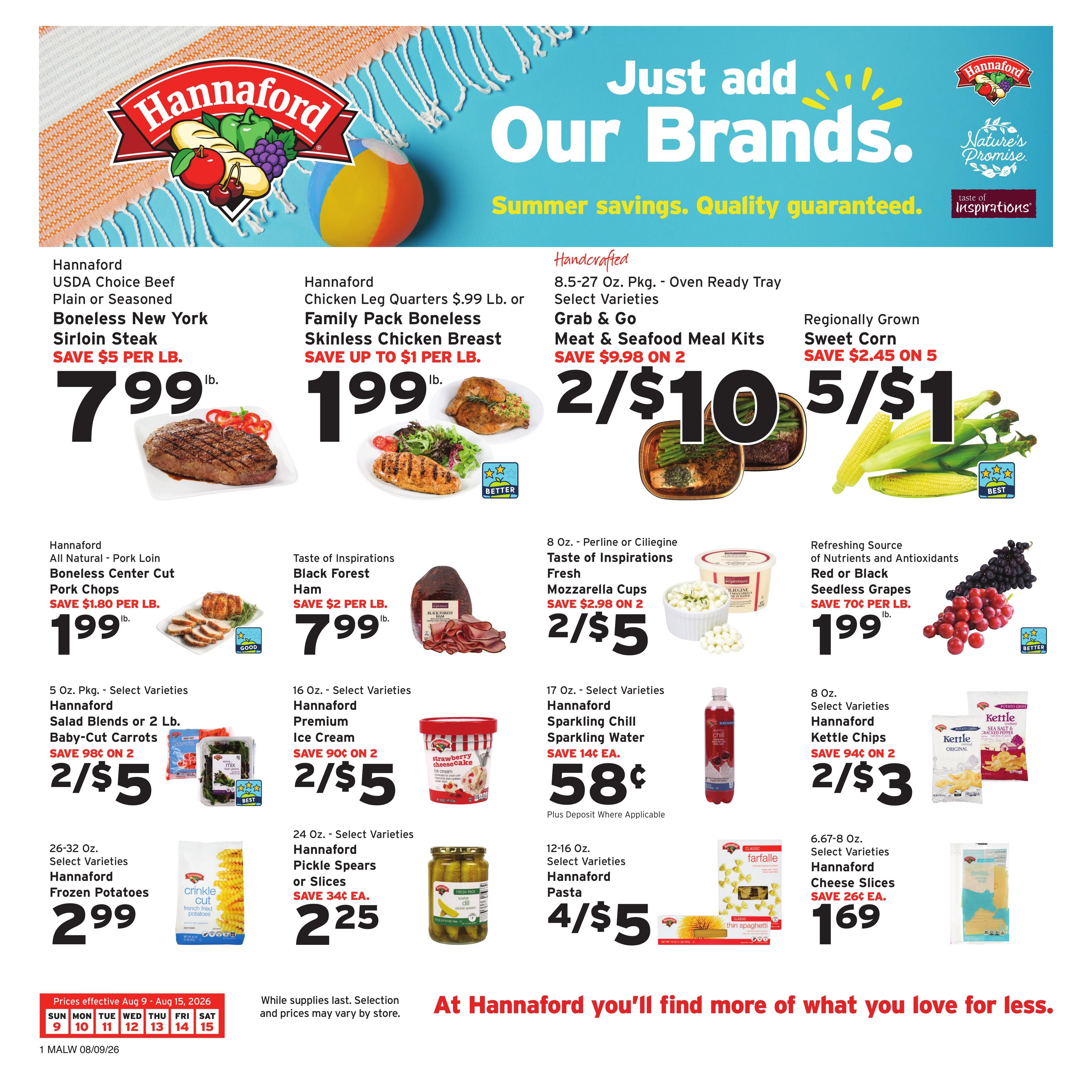 Hannaford (Athol–Cambridge Area, MA) Week 33 Weekly Ad August 9 - 15, 2026