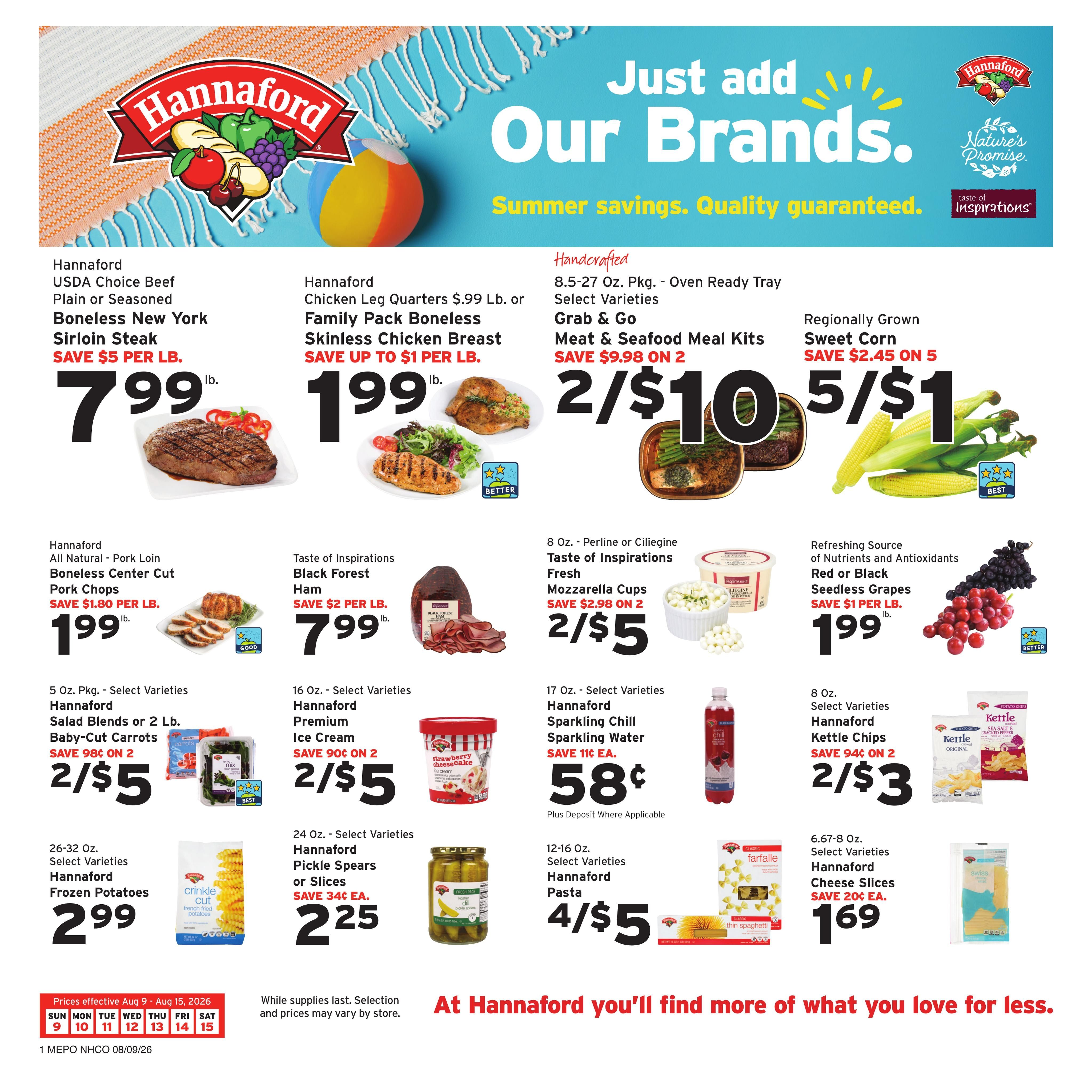 Hannaford (Portland Area, ME) Week 33 Weekly Ad August 9 - 15, 2026