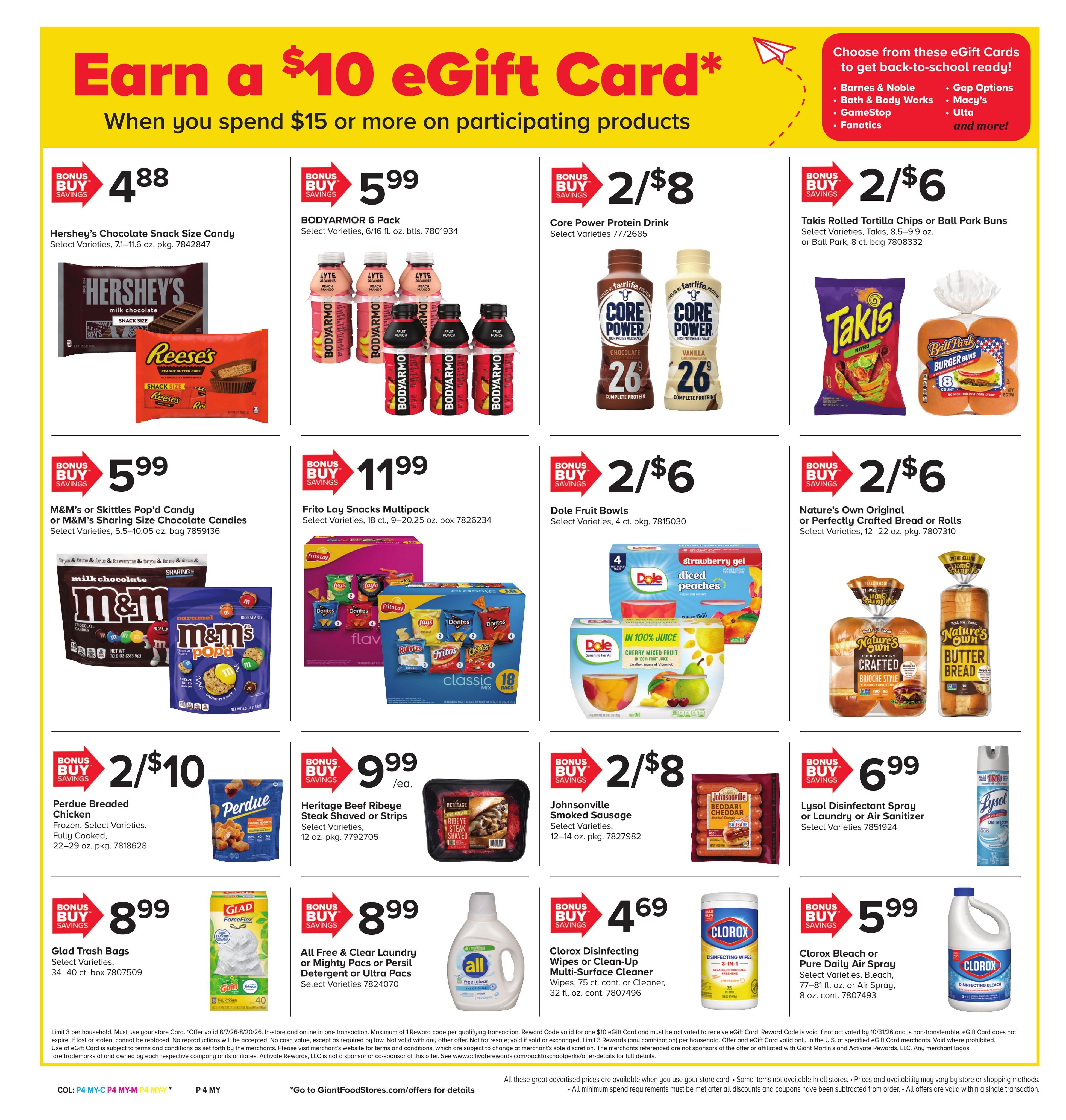 Giant Food Stores (Cumberland Area, MD) Weekly Ad August 7 - 13, 2026