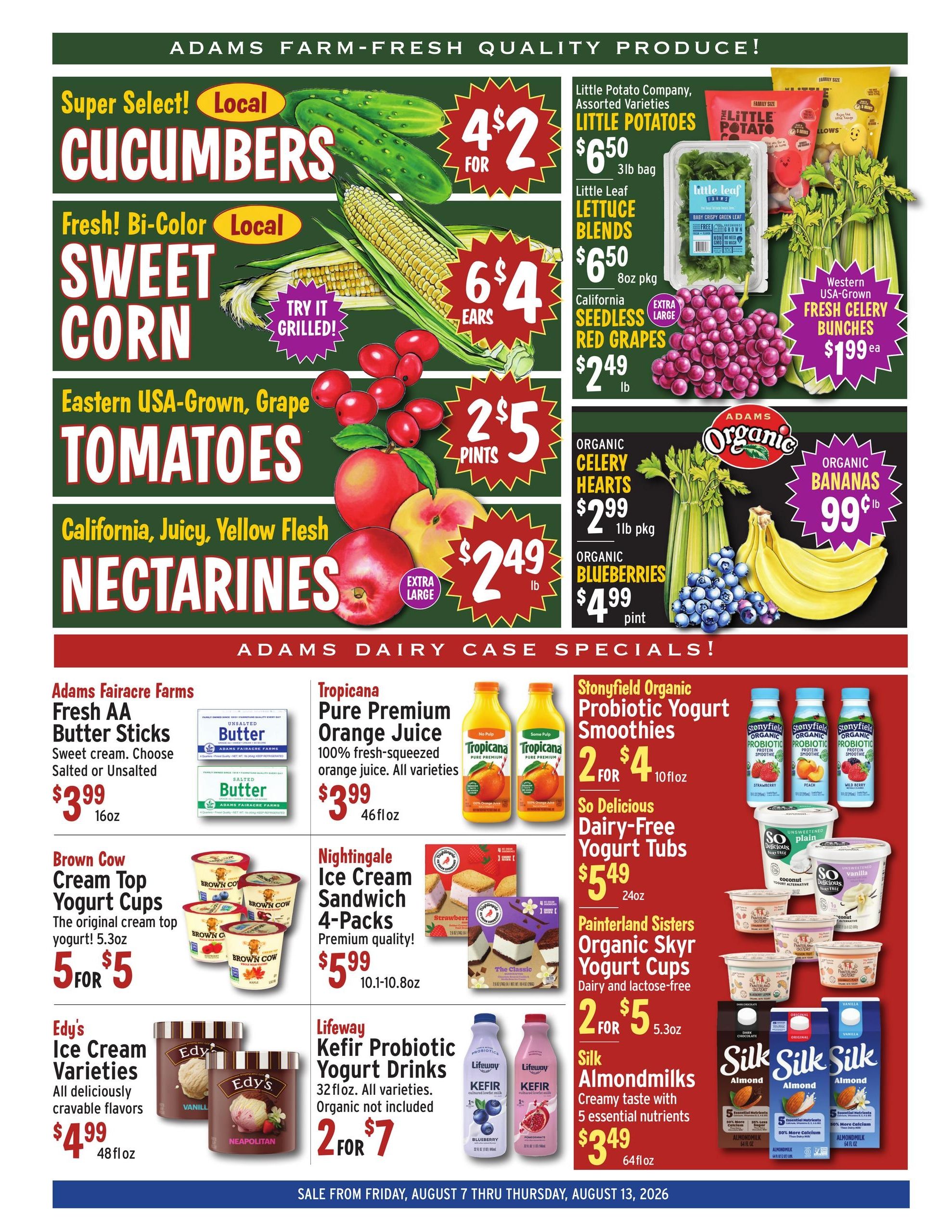 Adams Fairacre Farms (Millbrook–Poughkeepsie Area, NY) Weekly Ad August 7 - 13, 2026