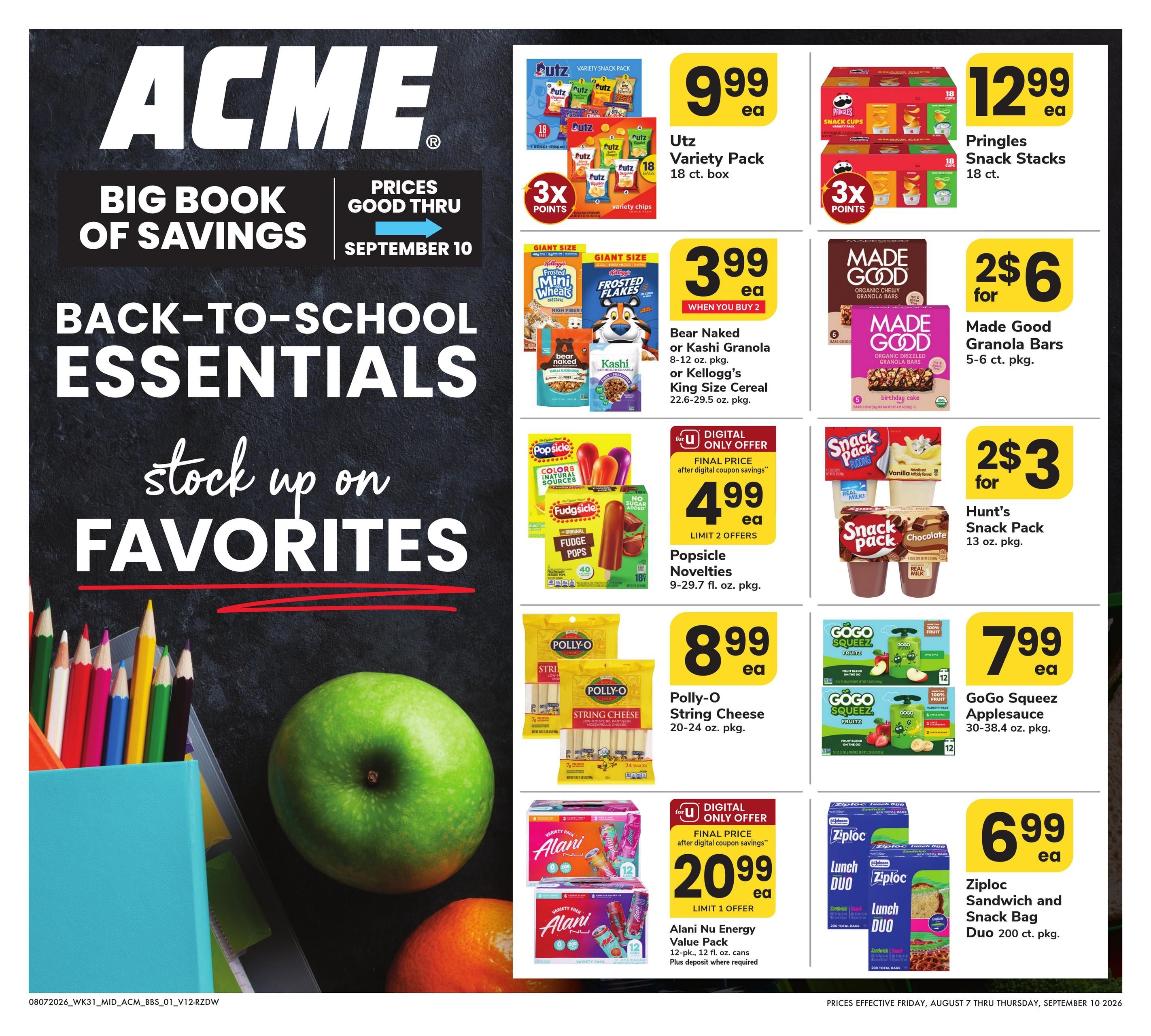 Acme Markets (Hawley–New York Area, NY–PA) Big Book of Savings Weekly Ad August 7 - September 10, 2026