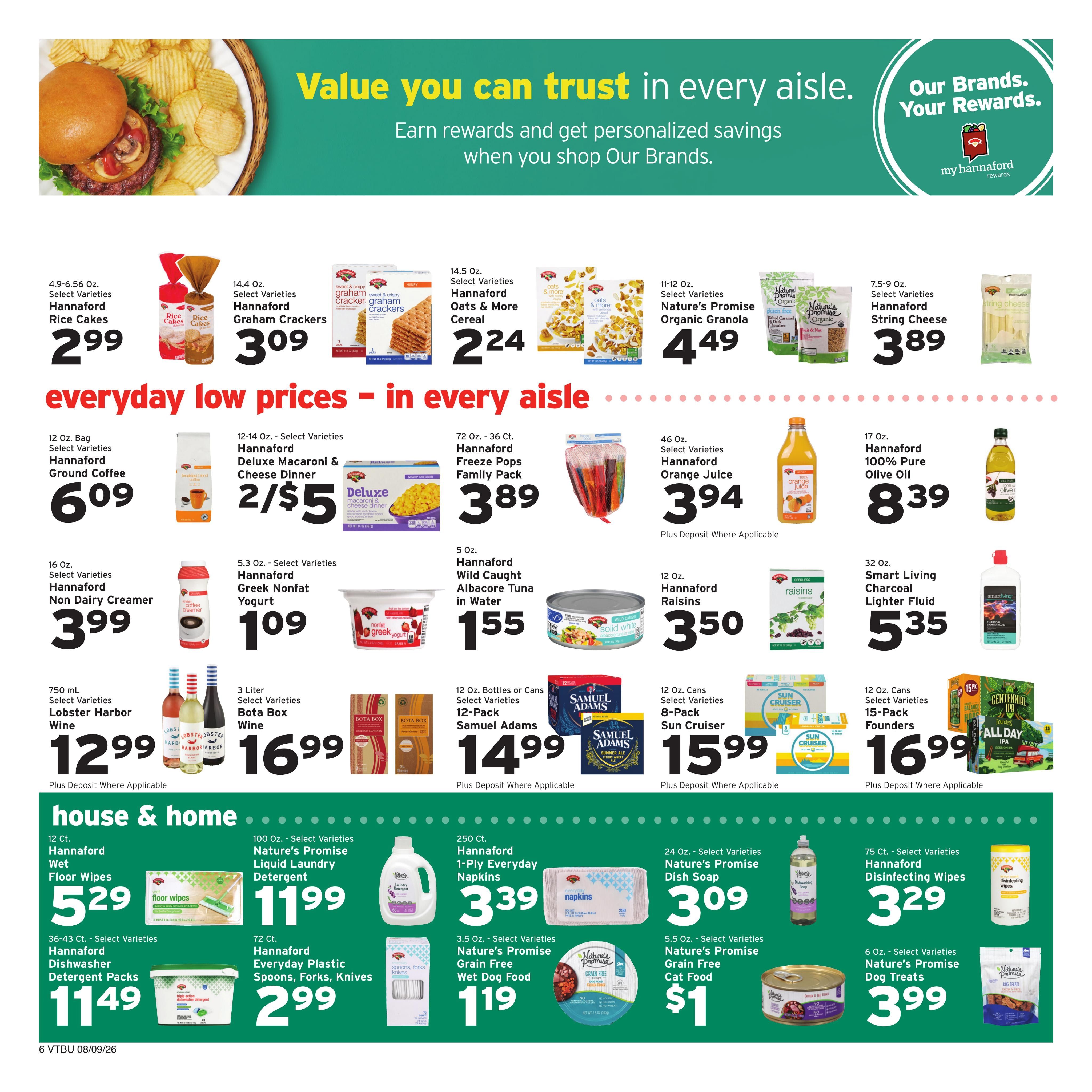 Hannaford (Rutland–Montpelier Area, VT) Week 33 Weekly Ad August 9 - 15, 2026