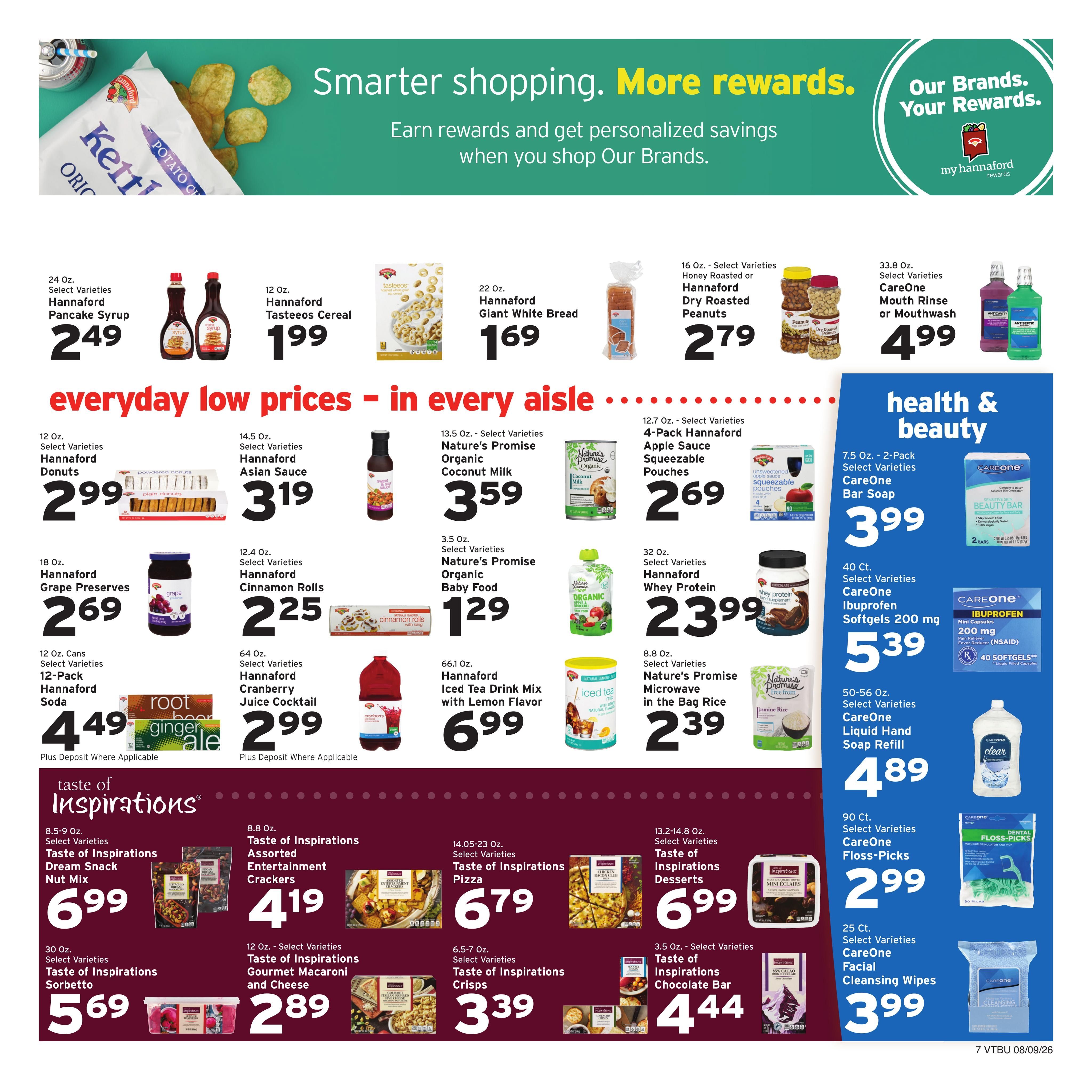 Hannaford (Rutland–Montpelier Area, VT) Week 33 Weekly Ad August 9 - 15, 2026