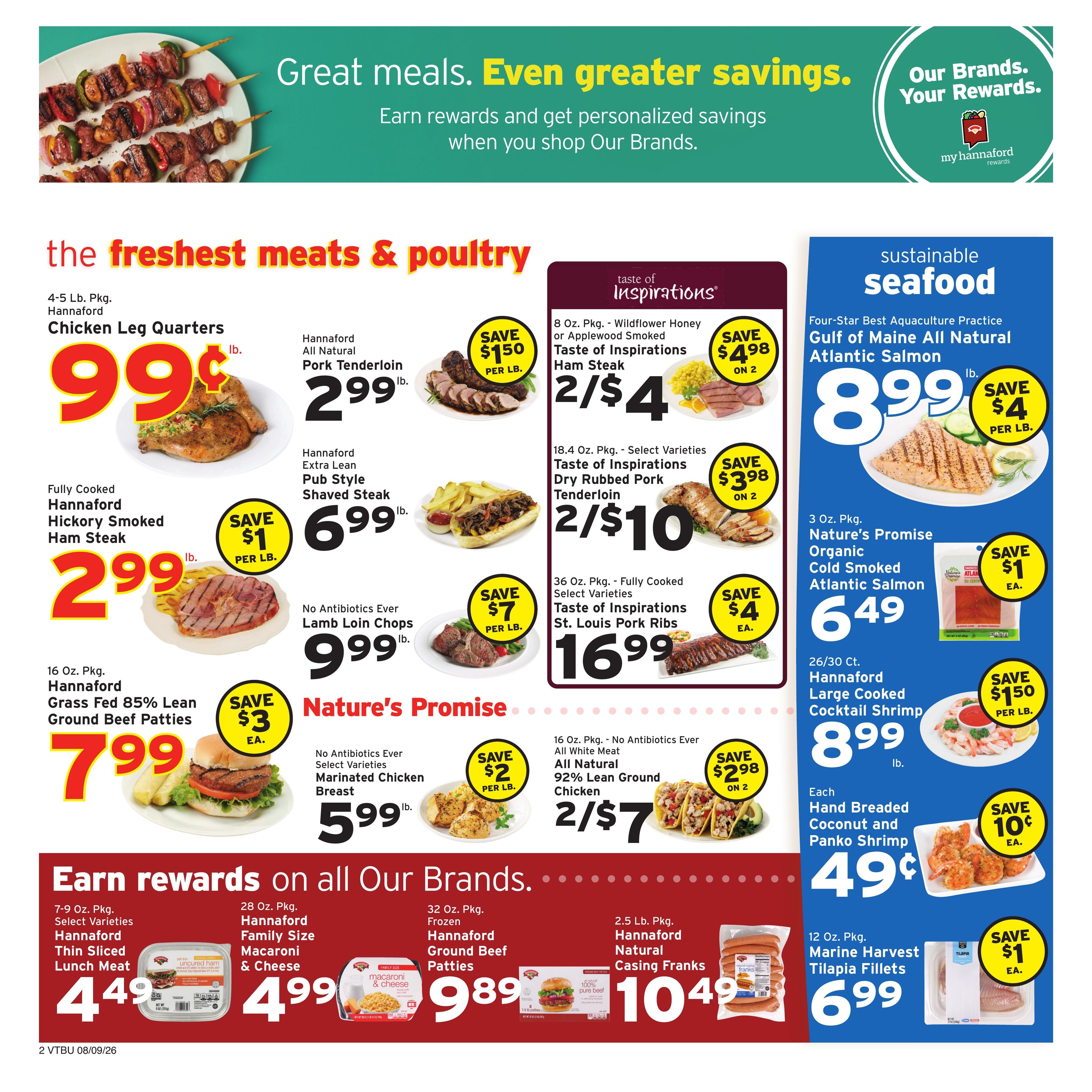 Hannaford (Rutland–Montpelier Area, VT) Week 33 Weekly Ad August 9 - 15, 2026