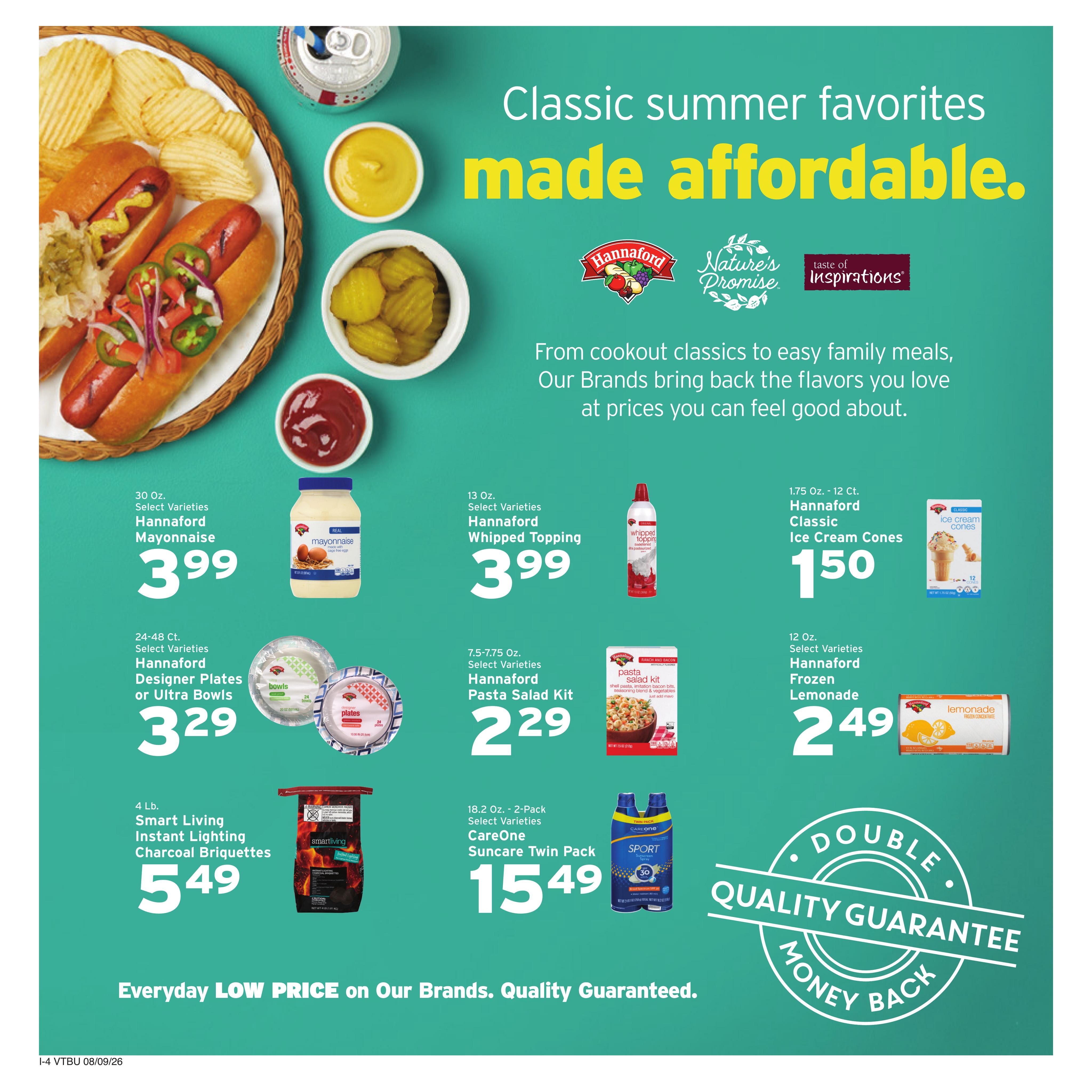 Hannaford (Rutland–Montpelier Area, VT) Week 33 Weekly Ad August 9 - 15, 2026