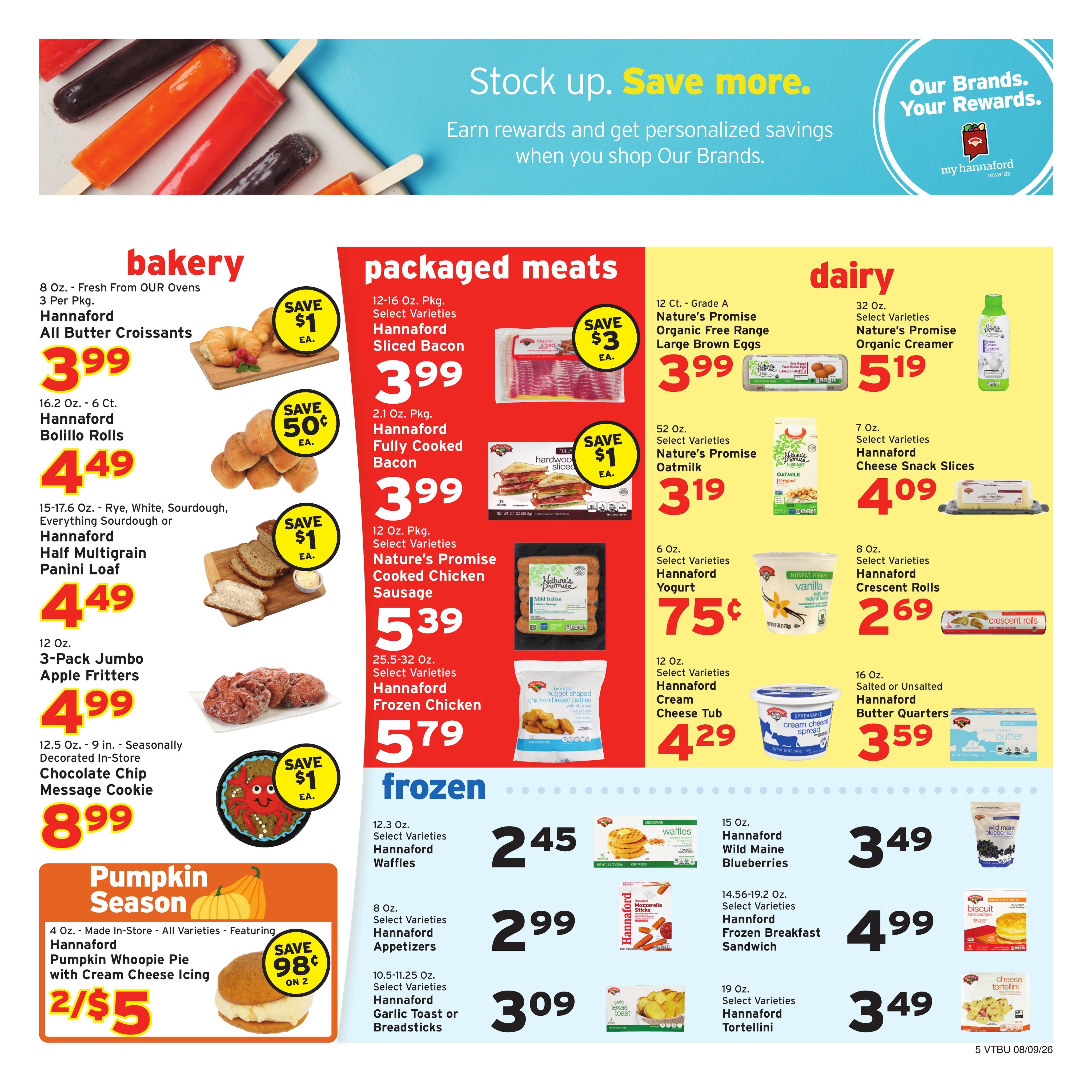 Hannaford (Rutland–Montpelier Area, VT) Week 33 Weekly Ad August 9 - 15, 2026