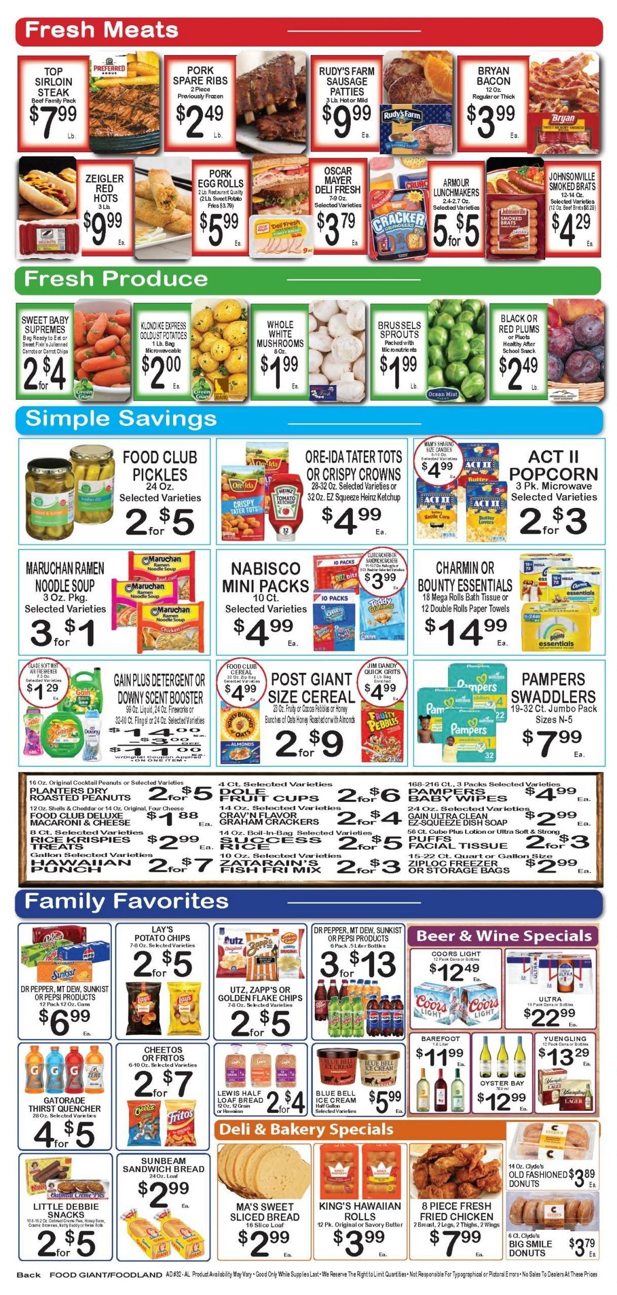 Foodland Grocery (Bessemer–Birmingham Area, AL) Weekly Ad August 4 - 10, 2026