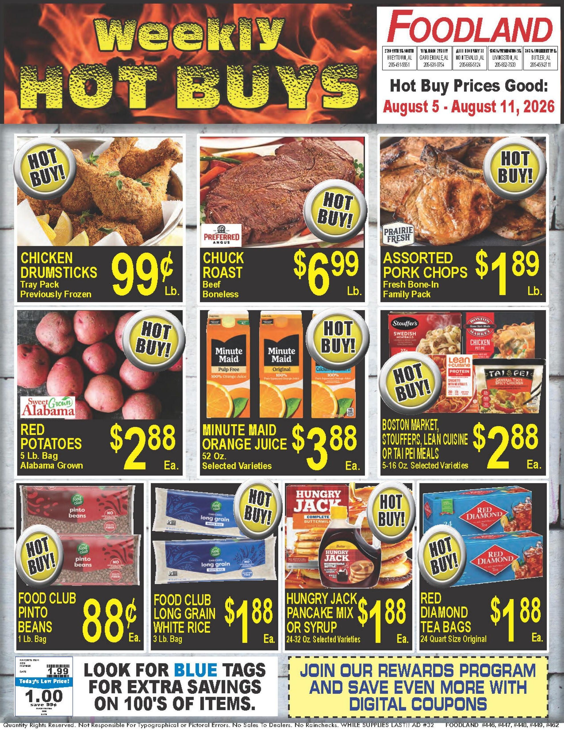 Foodland Grocery (Bessemer–Birmingham Area, AL) Weekly Ad August 4 - 10, 2026