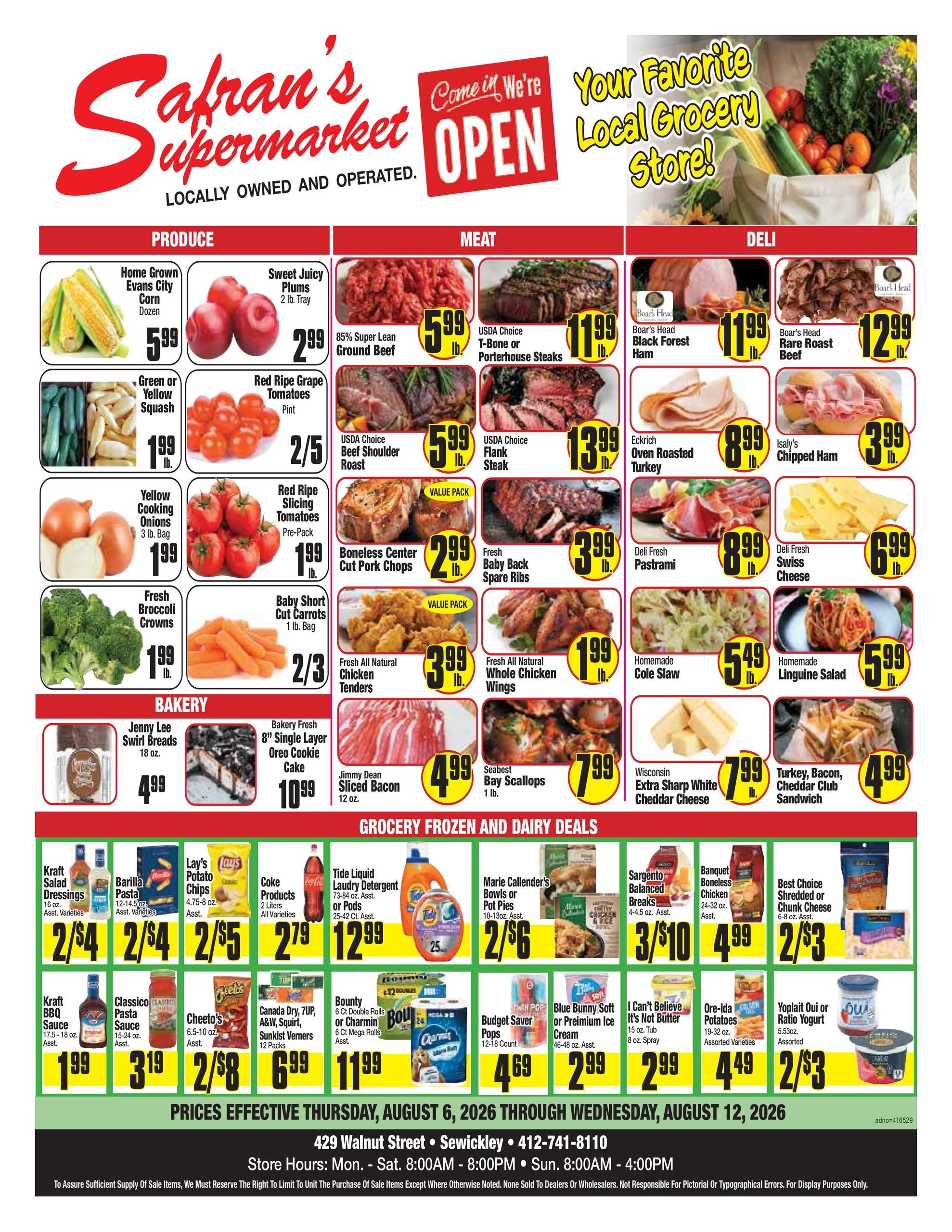 Safran's Supermarket (East Liverpool–Chester Area, OH–WV) Weekly Ad August 6 - 12, 2026