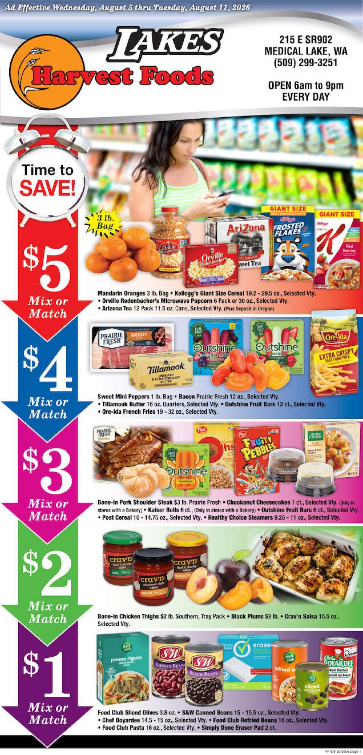 Harvest Foods (Airway Heights–Fairchild Air Force Base Area, WA) Weekly Ad August 5 - 11, 2026