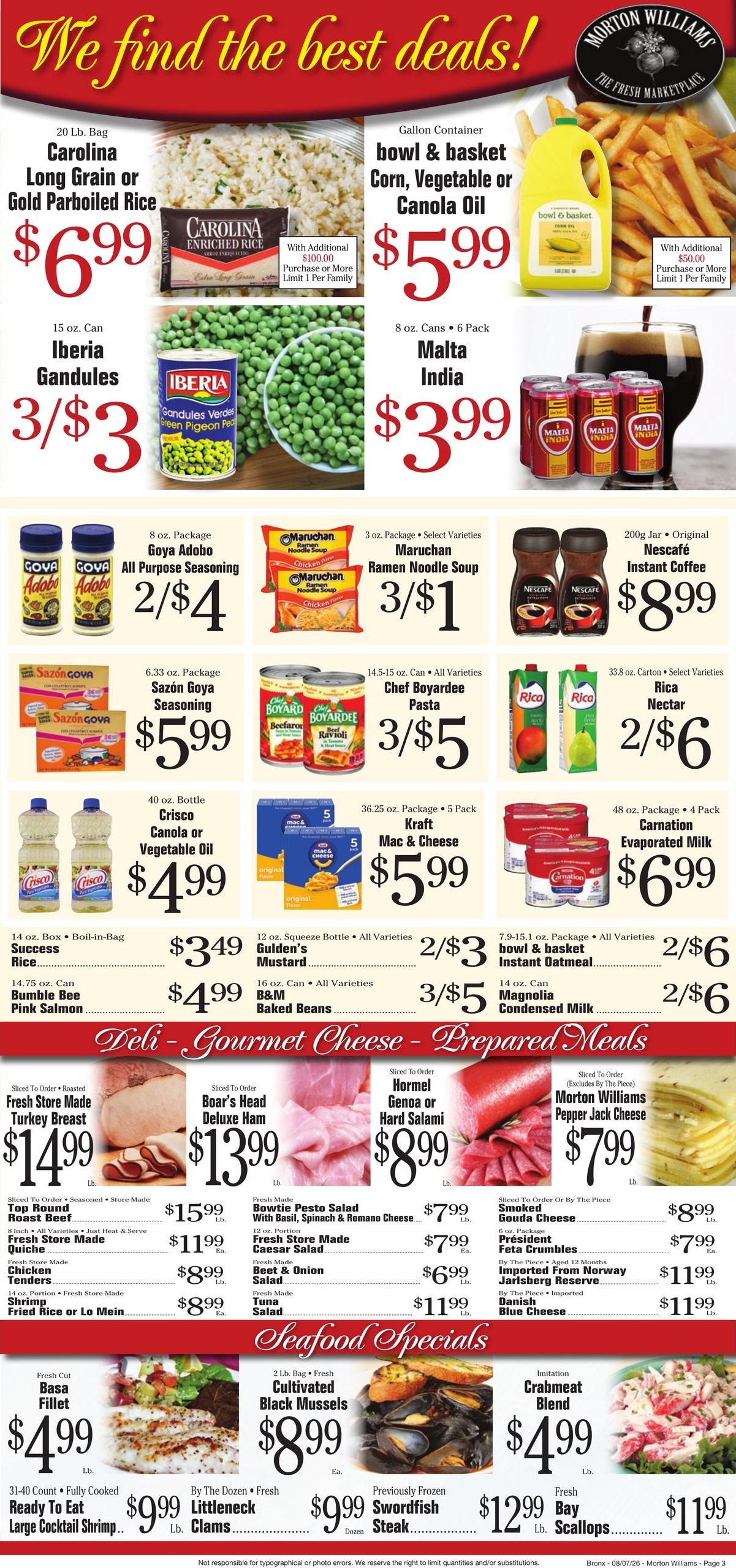 Morton Williams Supermarket (Yonkers–Ho Ho Kus Area, NJ–NY) Weekly Ad August 7 - 13, 2026