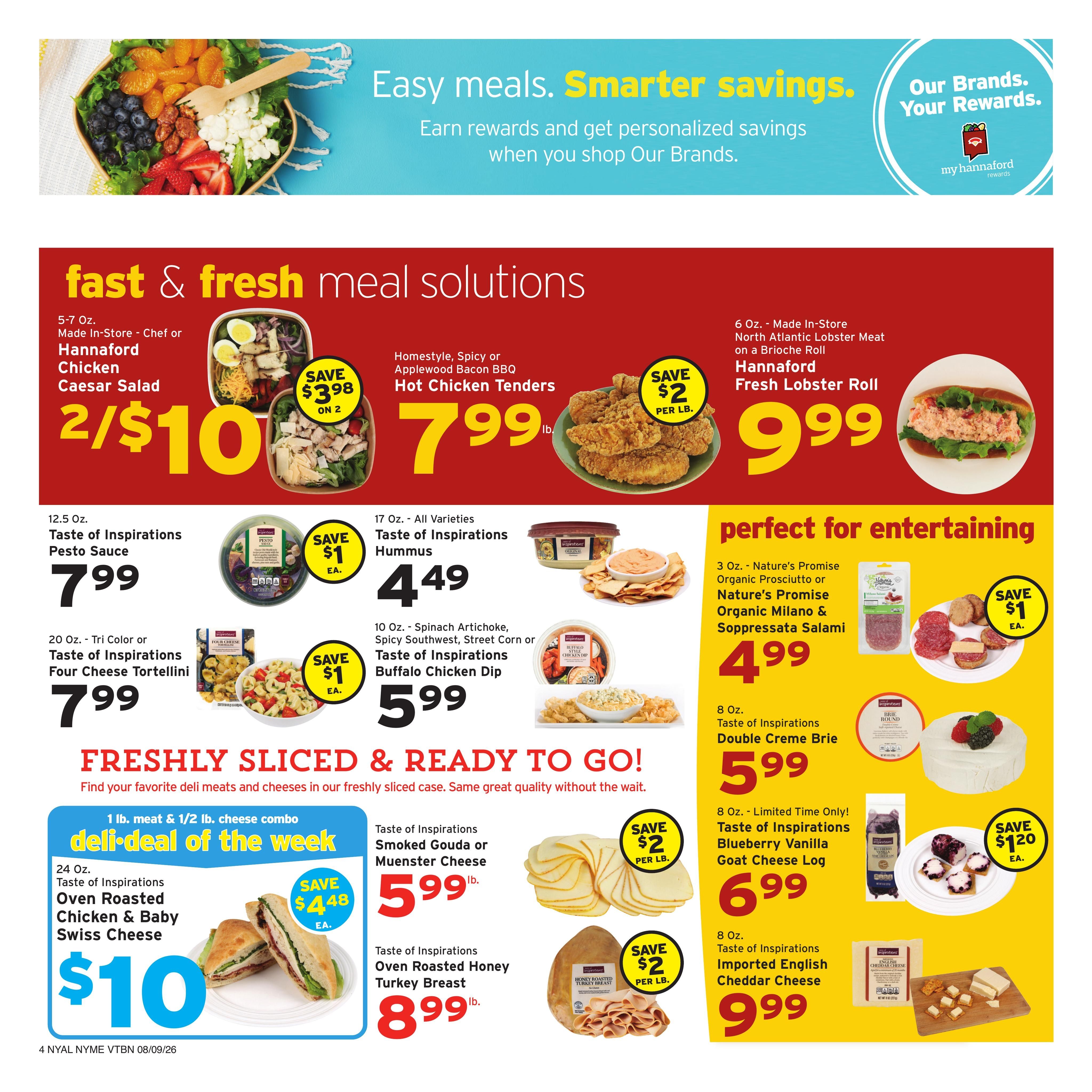 Hannaford (Albany Area, NY) Week 33 Weekly Ad August 9 - 15, 2026