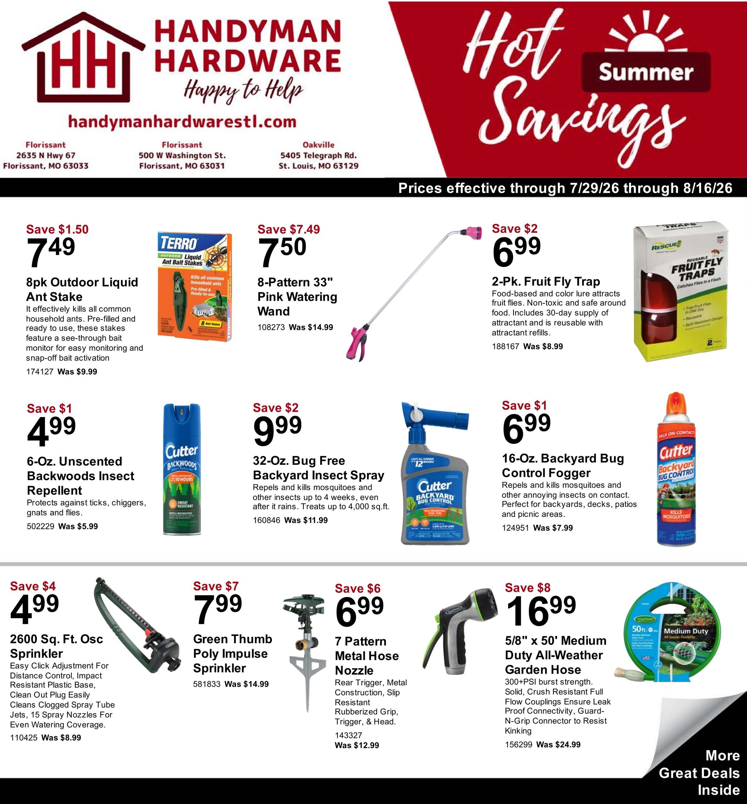 Handyman Hardware Weekly Ad July 29 - August 16, 2026