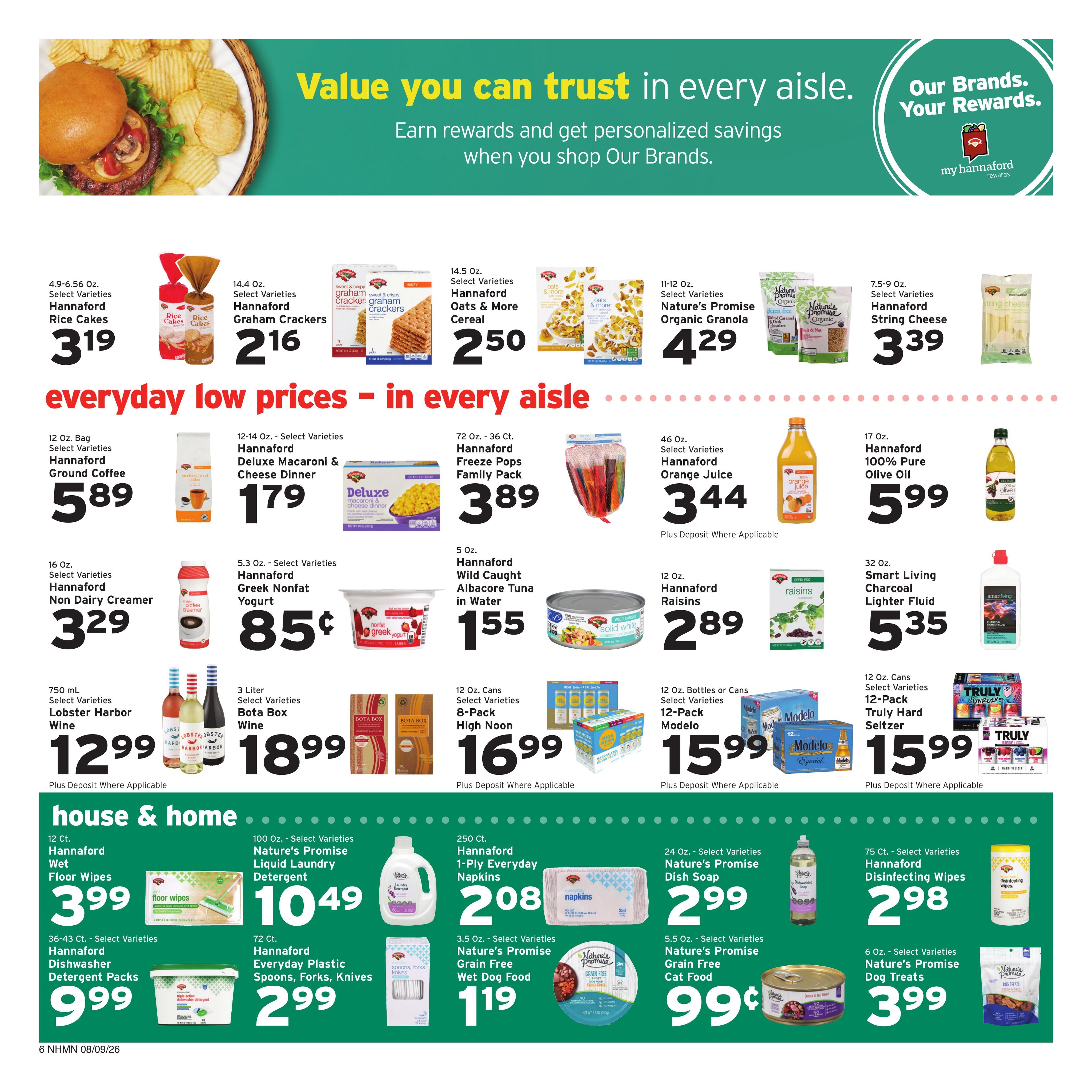 Hannaford (Concord–Manchester Area, NH) Week 33 Weekly Ad August 9 - 15, 2026