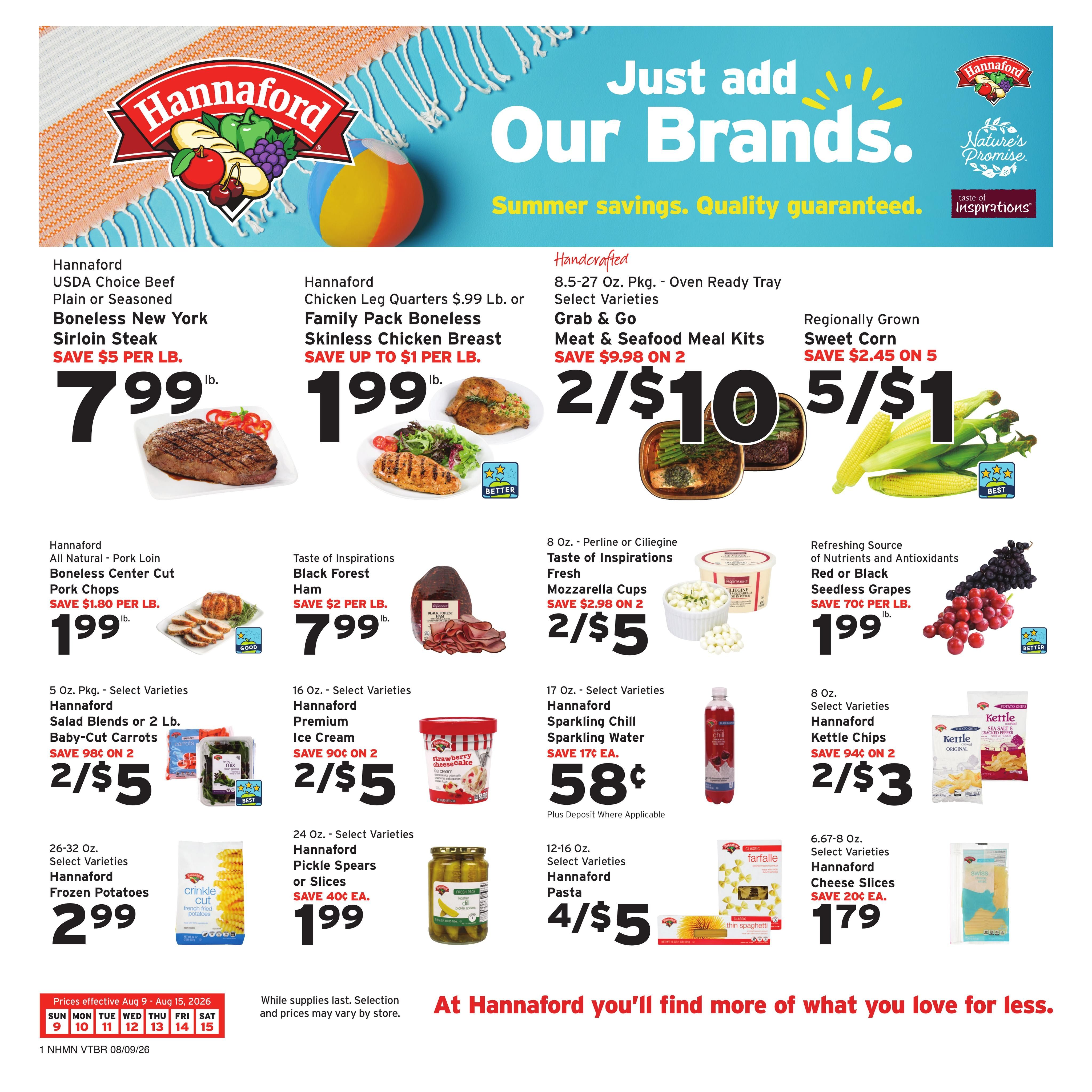 Hannaford (Concord–Manchester Area, NH) Week 33 Weekly Ad August 9 - 15, 2026
