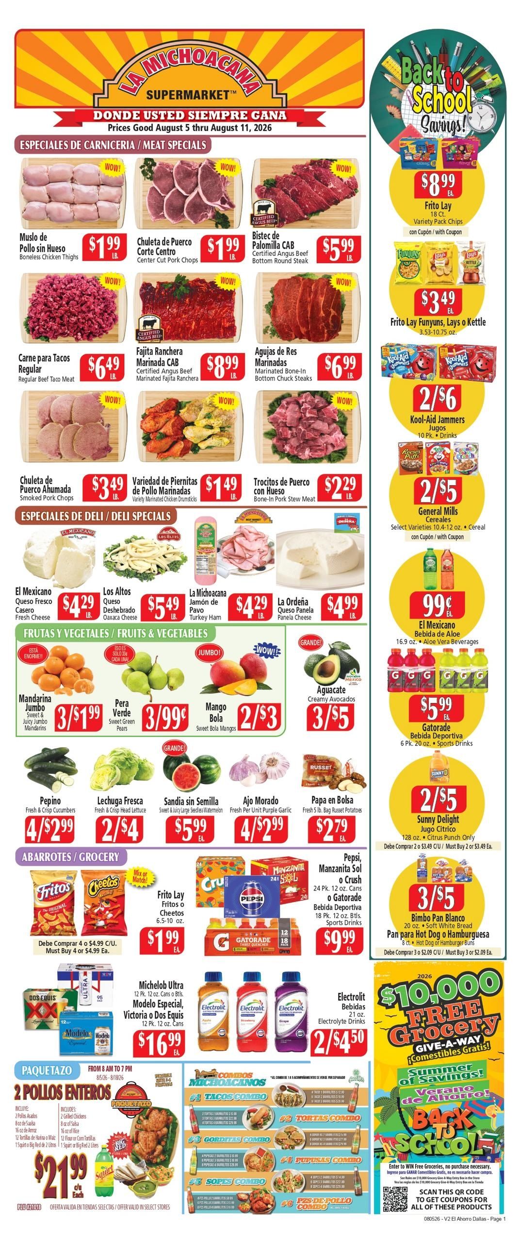 El Ahorro Supermarket (Irving–Euless Area, TX) Weekly Ad August 5 - 11, 2026