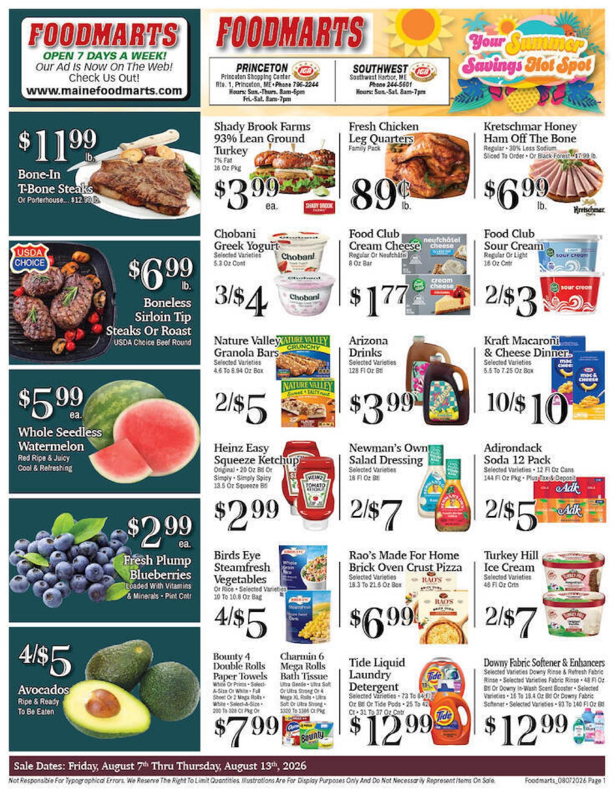Maine Foodmarts (Ellsworth–Calais Area, ME) Weekly Ad August 7 - 13, 2026