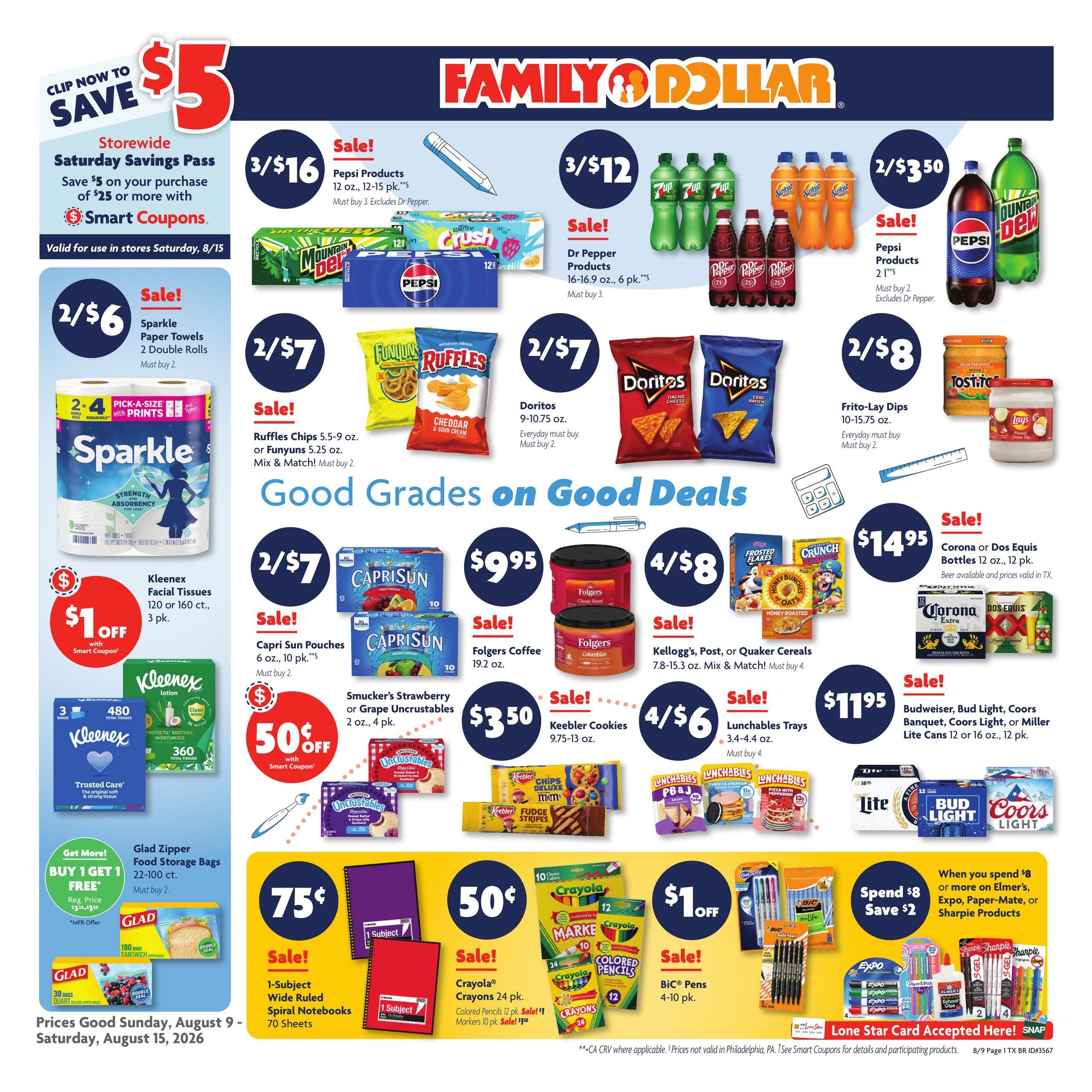 Family Dollar (TX) Weekly Ad August 9 - 15, 2026
