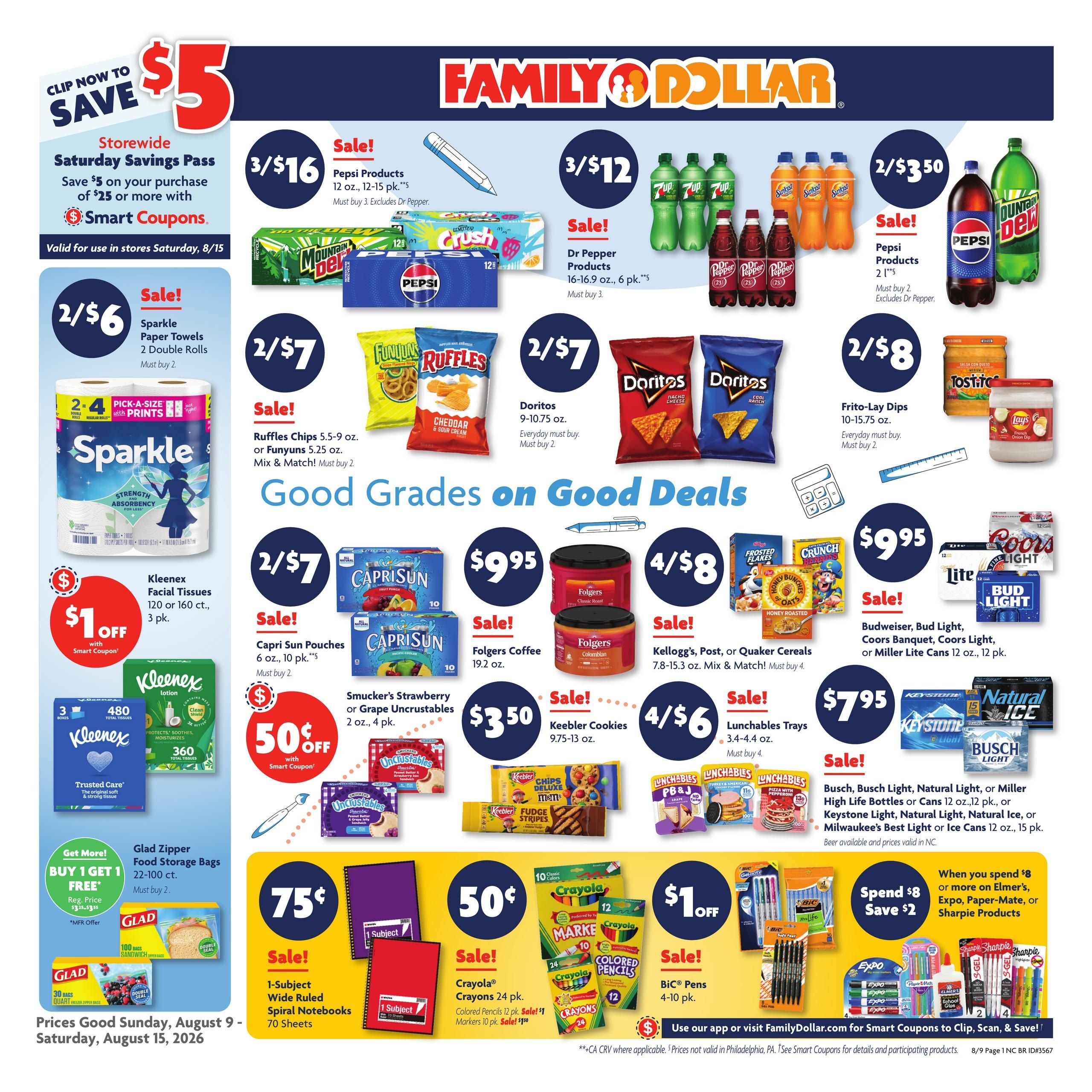 Family Dollar (NC) Weekly Ad August 9 - 15, 2026