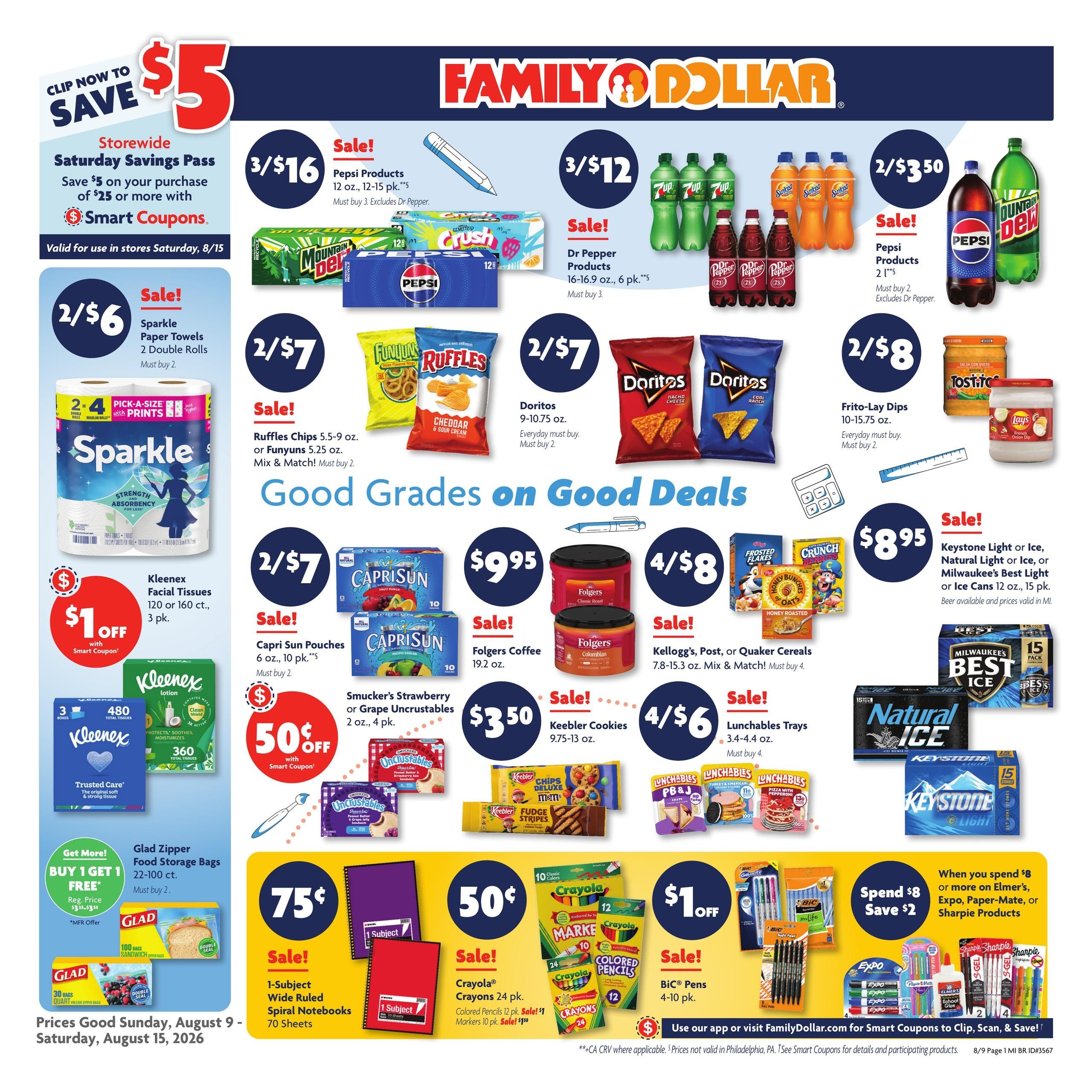 Family Dollar (MI) Weekly Ad August 9 - 15, 2026