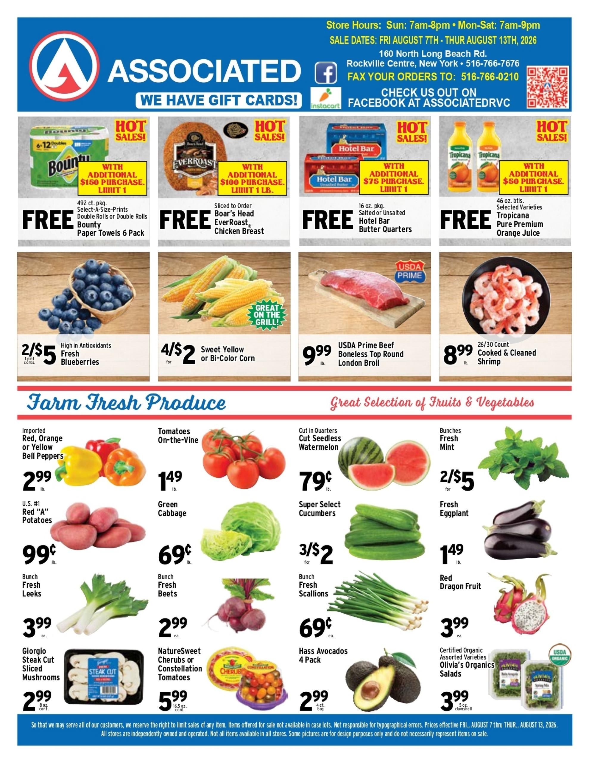 Associated Supermarkets (Carle Place Area, NY) Weekly Ad August 7 - 13, 2026