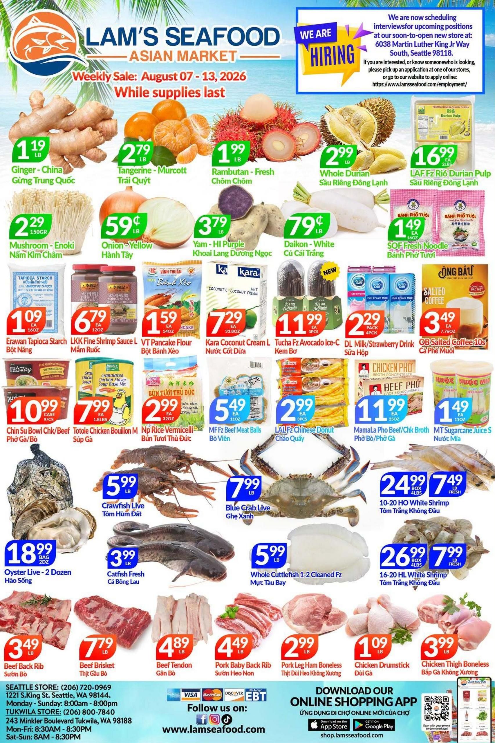 Lam's Seafood Market Weekly Ad August 7 - 13, 2026