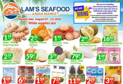 Lam's Seafood Market Weekly Ad August 7 - 13, 2026