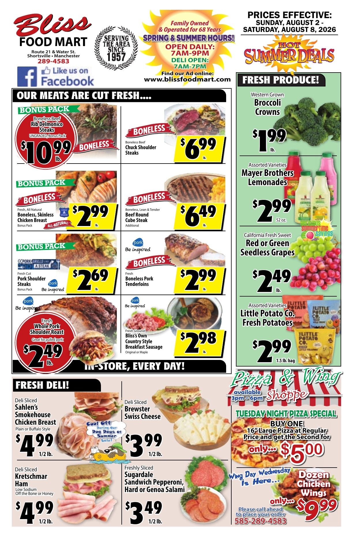 Bliss Shur Fine Food Mart Weekly Ad August 2 - 8, 2026