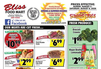Bliss Shur Fine Food Mart Weekly Ad August 2 - 8, 2026