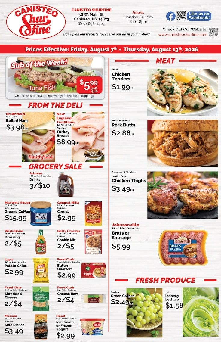 Canisteo Shurfine Weekly Ad August 7 - 13, 2026