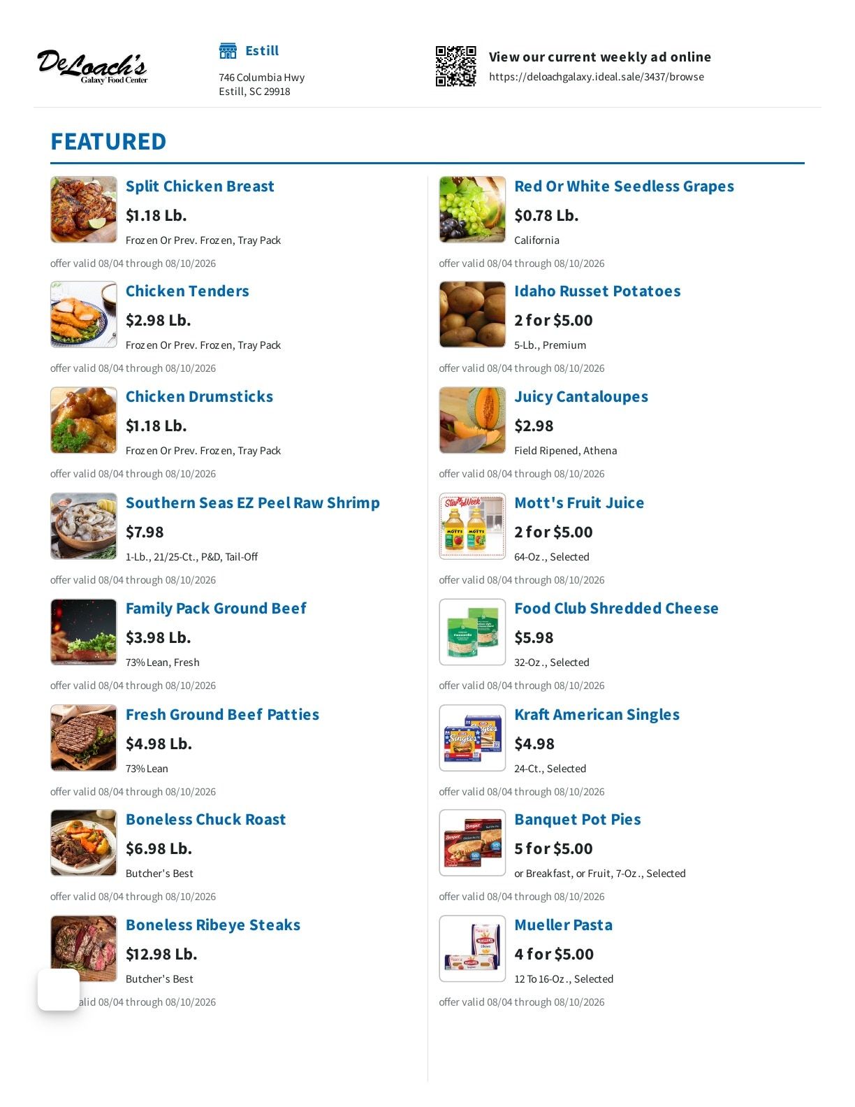Deloach Galaxy Weekly Ad August 4 - 10, 2026