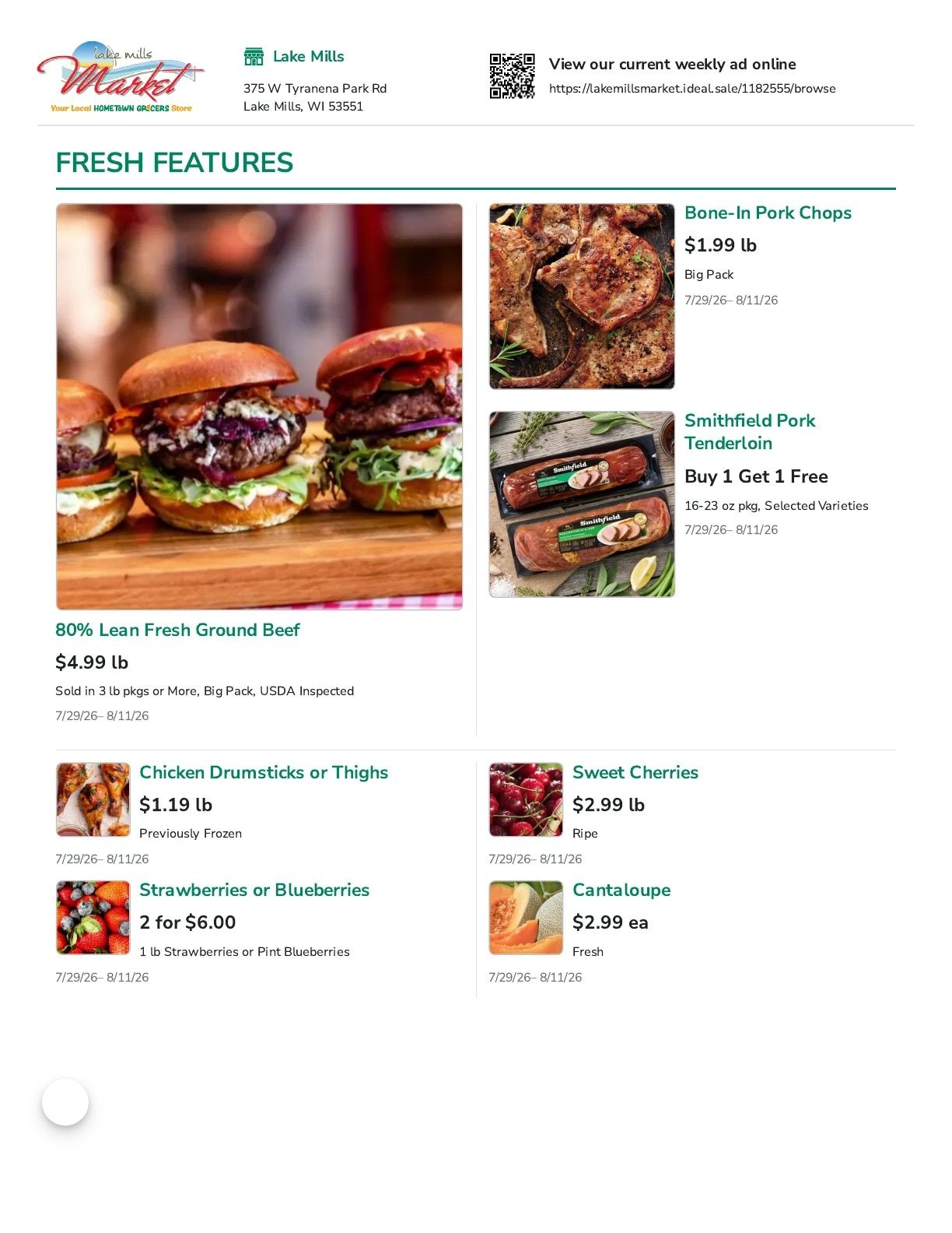 Lake Mills Market Weekly Ad July 29 - August 11, 2026