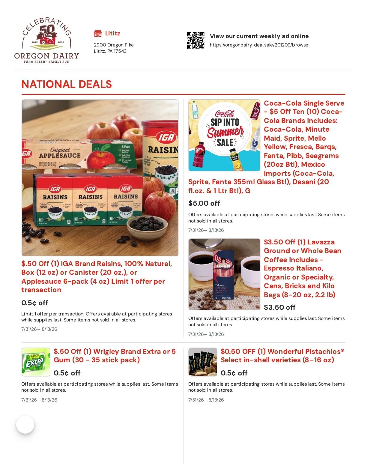 Oregon Dairy Weekly Ad July 31 - August 13, 2026